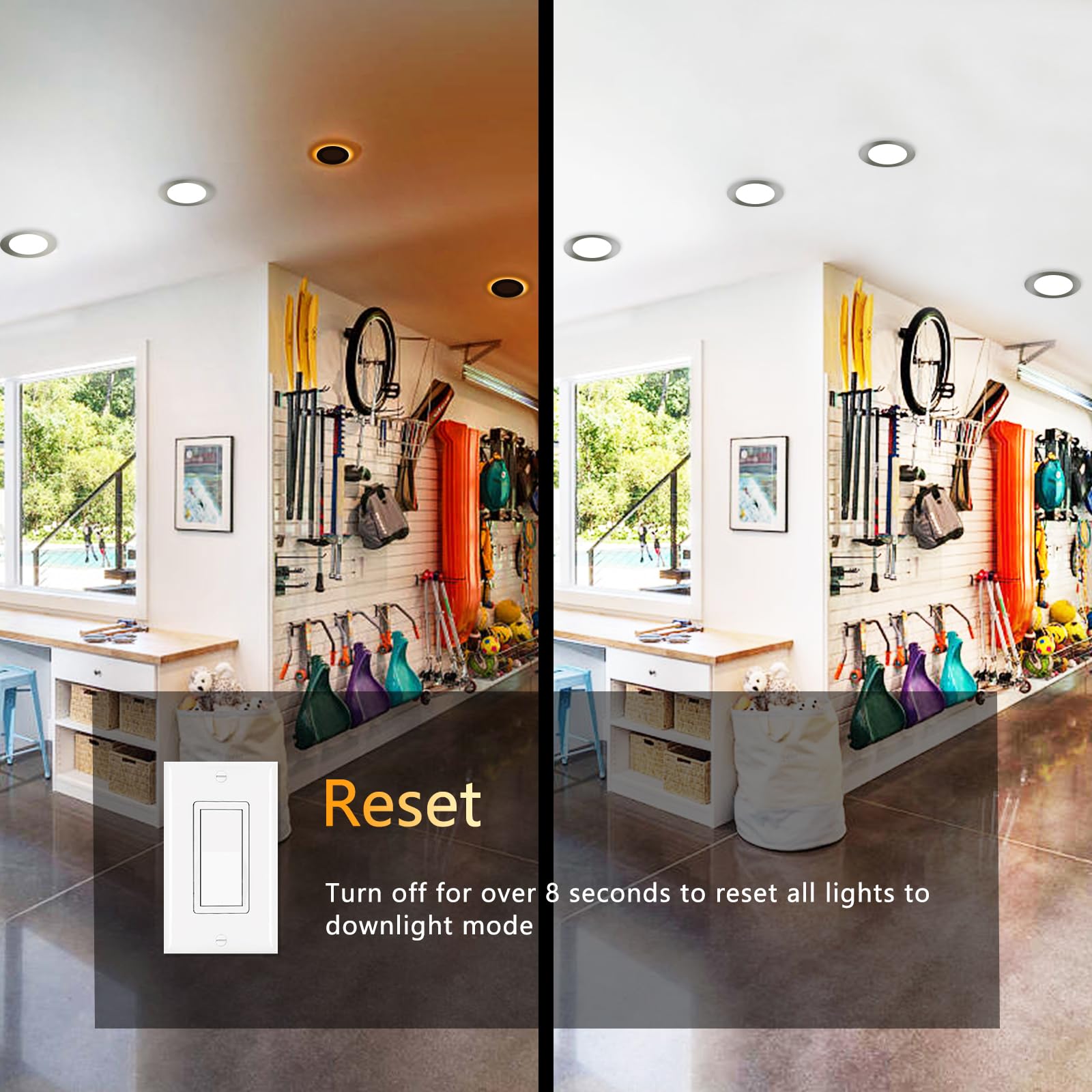 Cycevsun Brushed Nickel Recessed Lighting 4 Inch With Night Light 16 Pack, Canless Ultra Thin Wafer Downlight Outdoor Exterior S