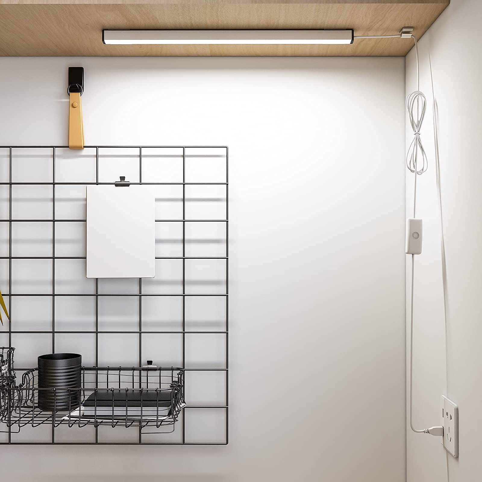 Asoko Plug-In Led Under Cabinet Lighting, 12 Inch Led Light Strip Bar, Cool White 6000K Usb Led Cabinet Light, Slim Undercounter