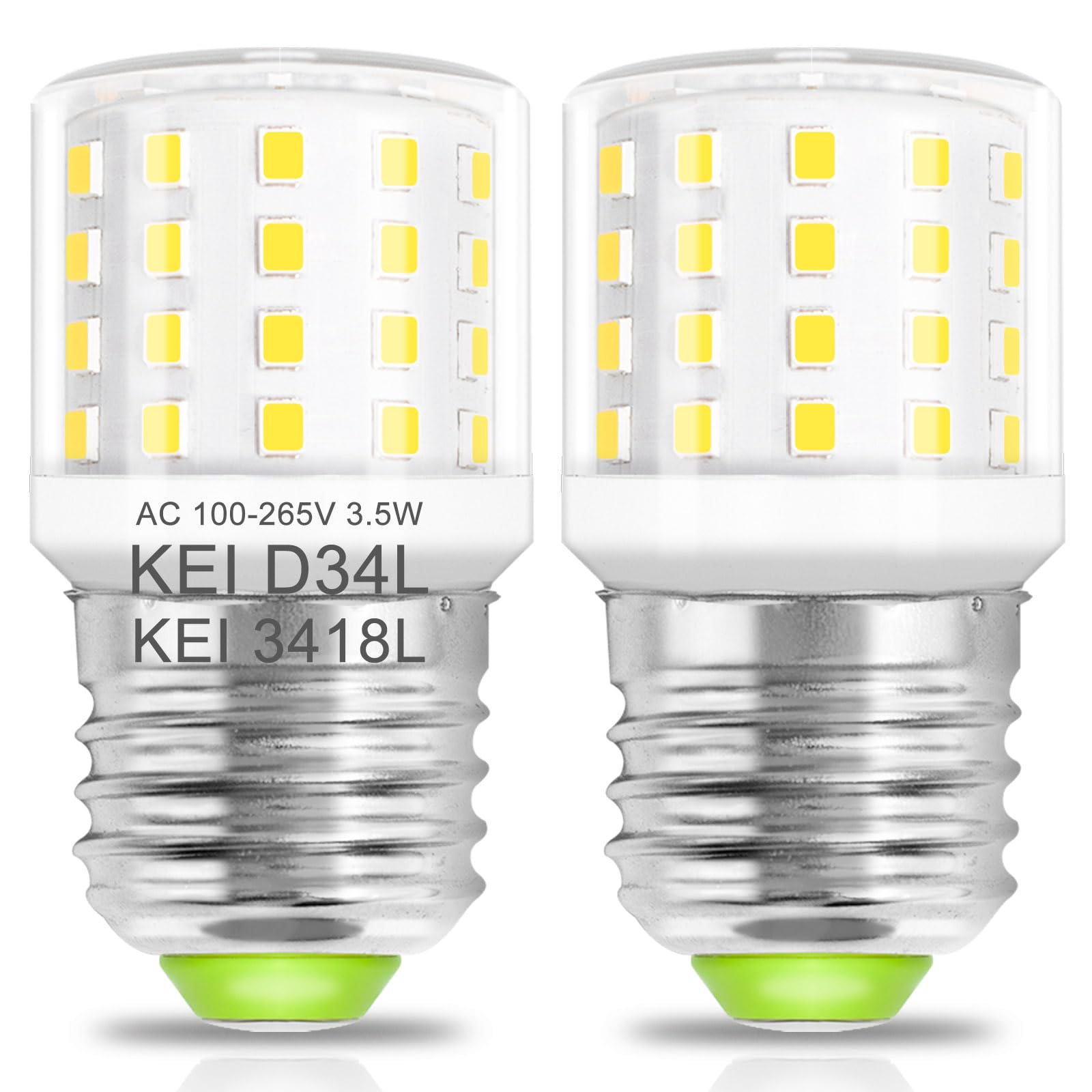 BROLSKUN KEI D34L LED Refrigerator Light 5304511738 - 3.5W E26 Daylight White 5000K Fridge Bulb, 40W Equivalent, AC100-265V/120V