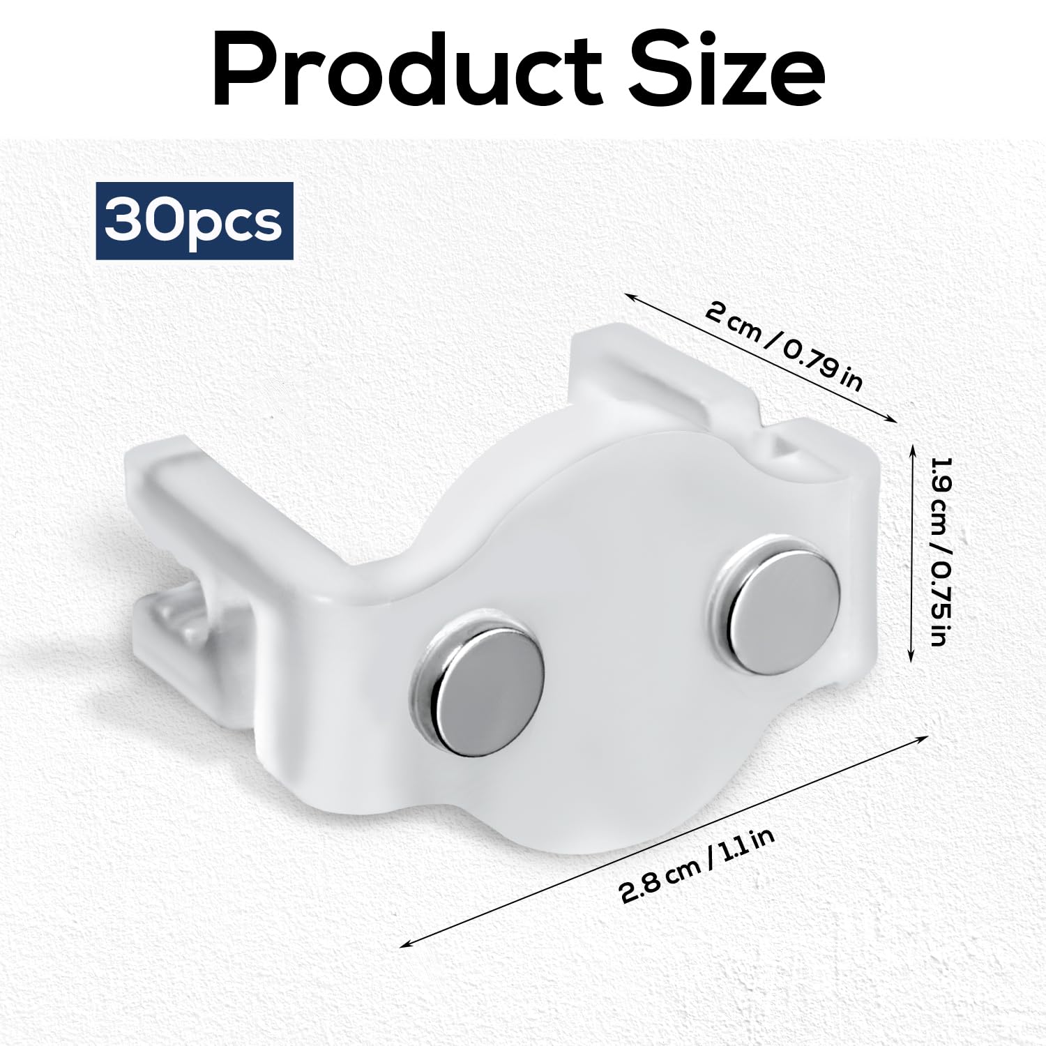 PEUTIER 30pcs C9 Socket Clips - White Plastic Magnetic Light Holders for Outdoor Holiday Lighting Installation, Model 05030