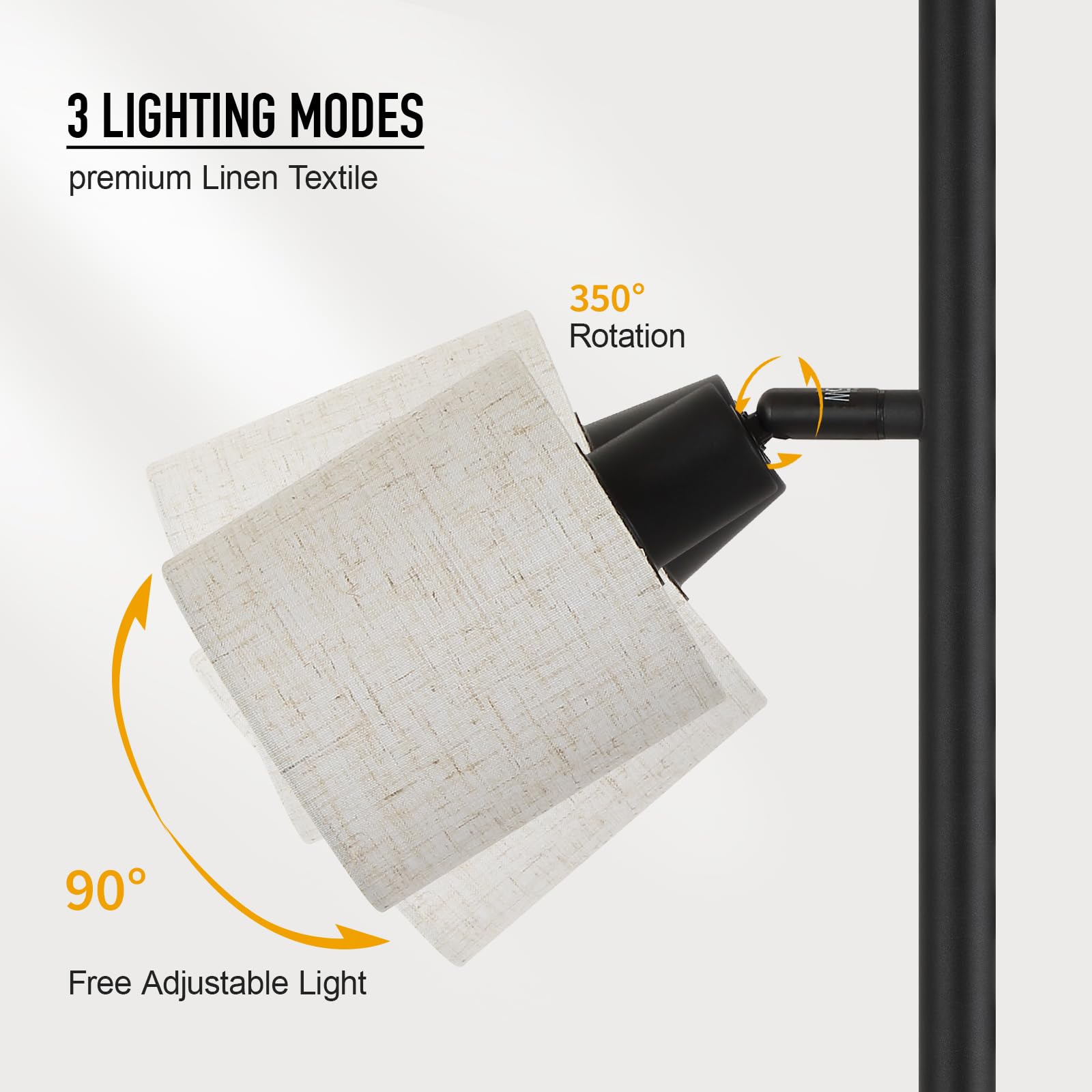 Floor Lamps For Living Room, Standing Lamp, 3-Light Tree Floor Lamp With Lampshade, Reading Floor Lamp With Rotary Switch, 63''