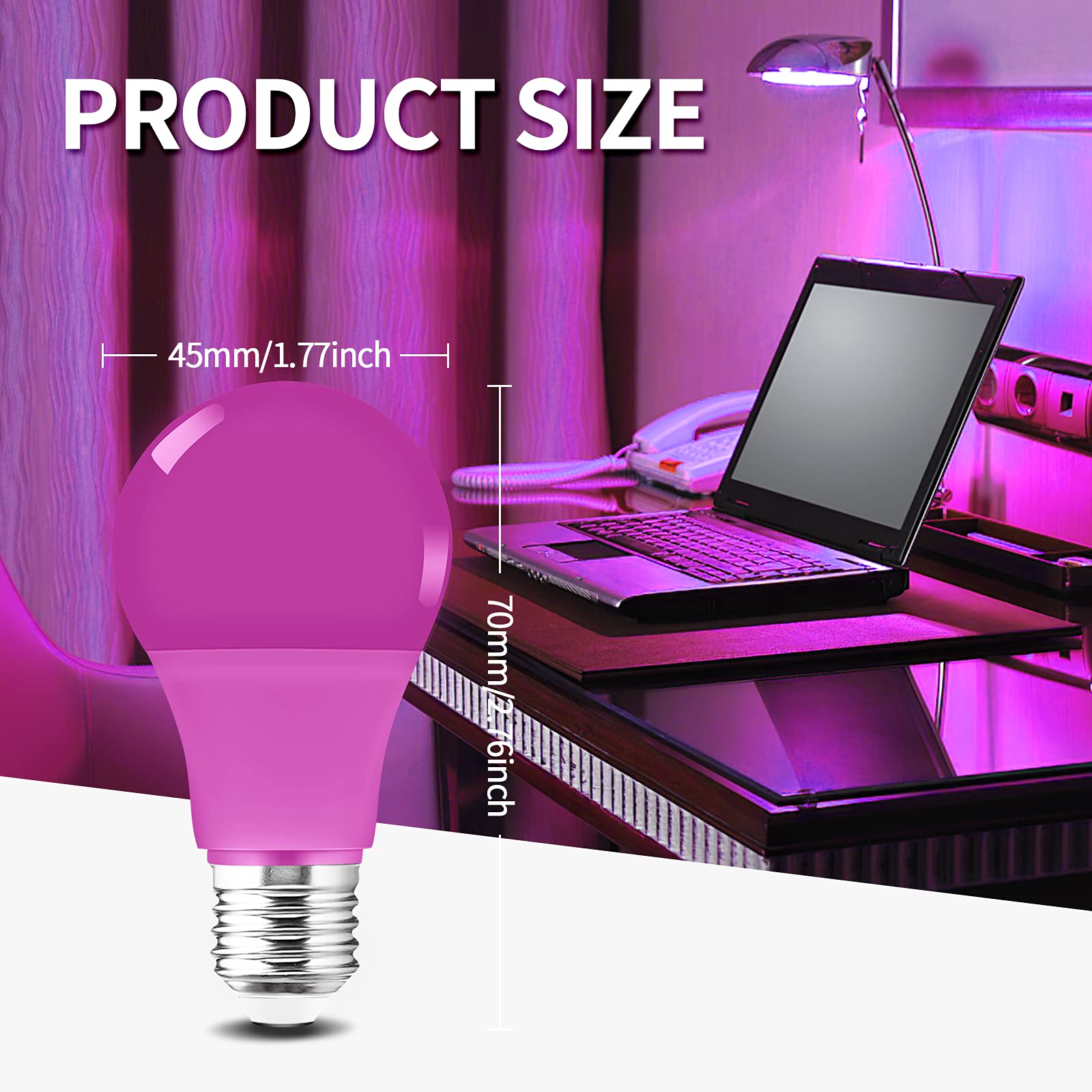 Colored Light Bulbs 9W (60W Equivalent) E26 Base Color Bulb For Halloween Christmas Party Holiday Lighting Blue/Red/Green/Purple/Orange/Pink 6-Pack