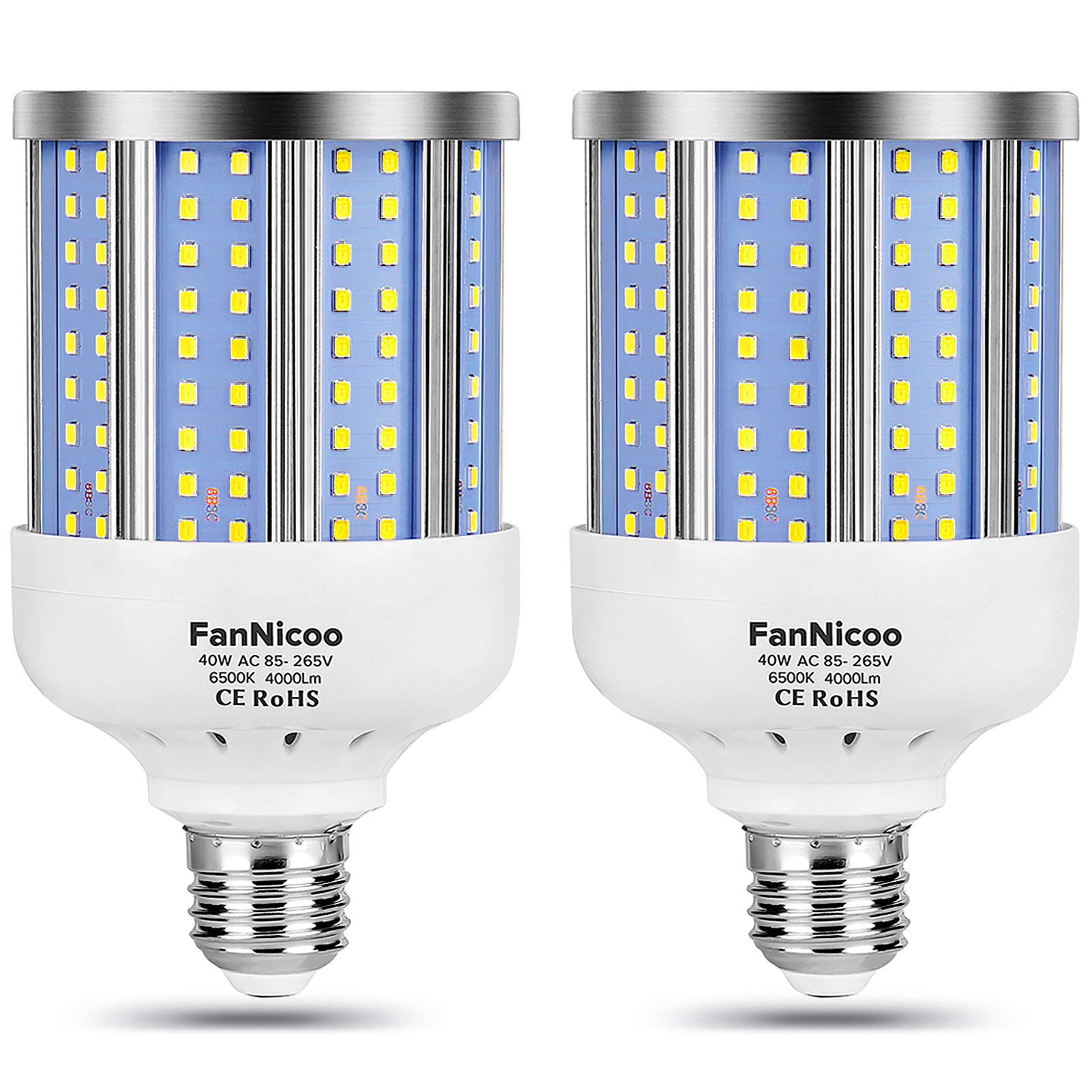 2 Pack 280W Equivalent Led Corn Light Bulb, 4000 Lumen 6500K Cool White Daylight 40W Led Corn Lamp,E26/E27 Medium Base,For Indoo