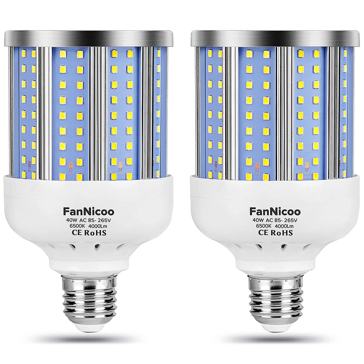 2 Pack 280W Equivalent Led Corn Light Bulb, 4000 Lumen 6500K Cool White Daylight 40W Led Corn Lamp,E26/E27 Medium Base,For Indoo