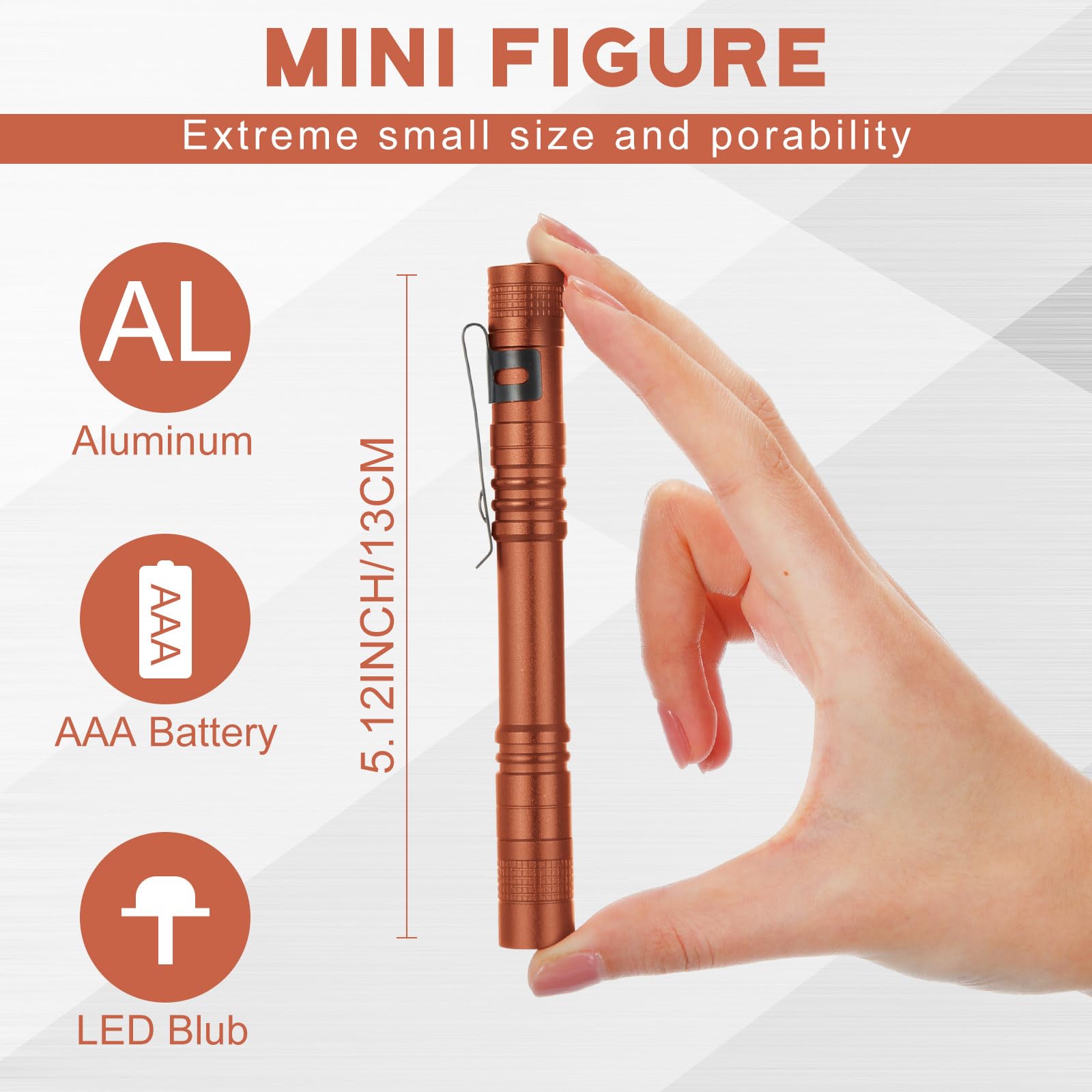 Hortsun Mini Pen Light Flashlights, 20 Pcs, 5.12 Inch, Multicolor, Pocket-Sized LED Torches with Clip