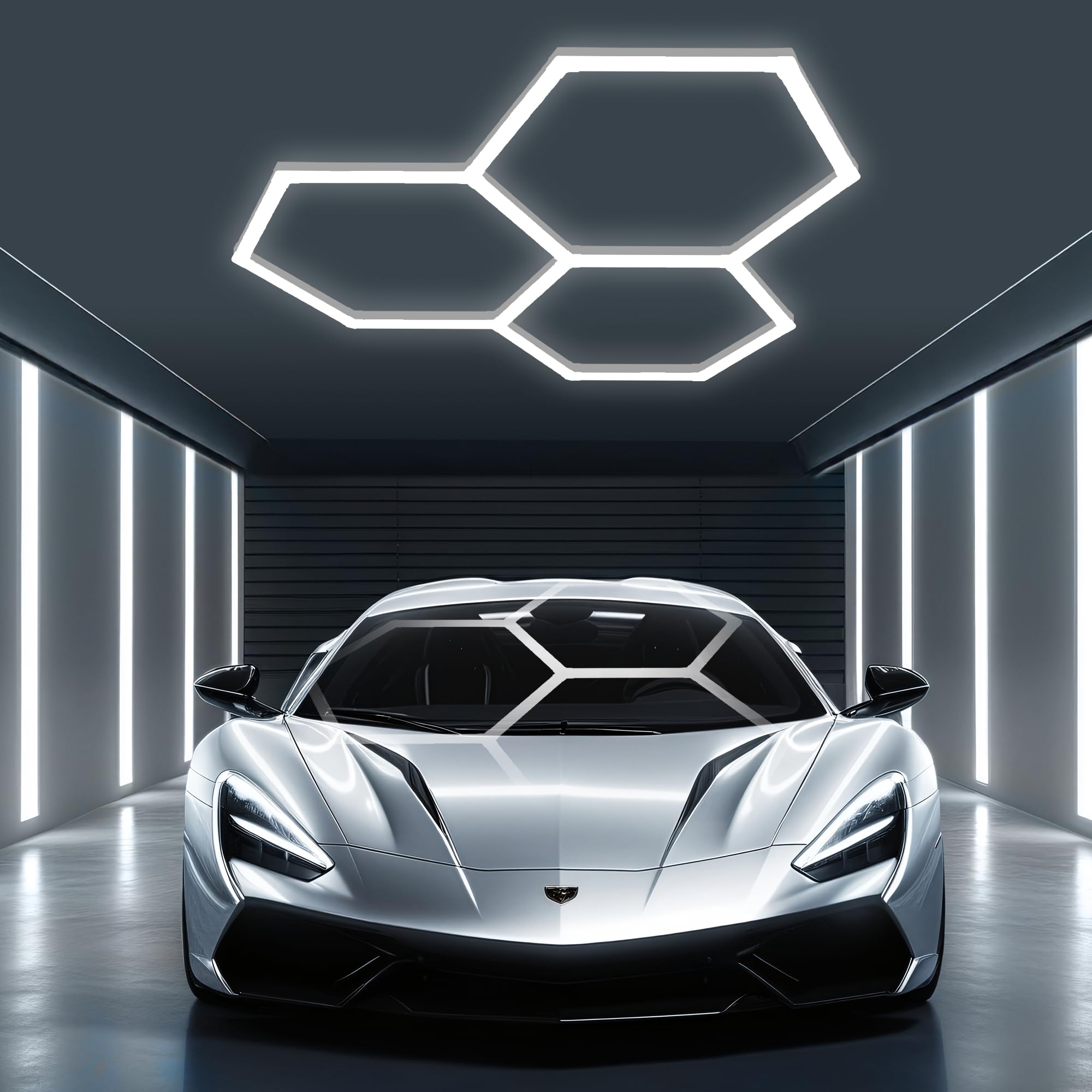 FAISHILAN Hexagon Lights: 16 Pack, 110W, 11,800 LM, 6,500K High Brightness Hexagon Garage LED Lights 3 Grid for Garage, Shopping