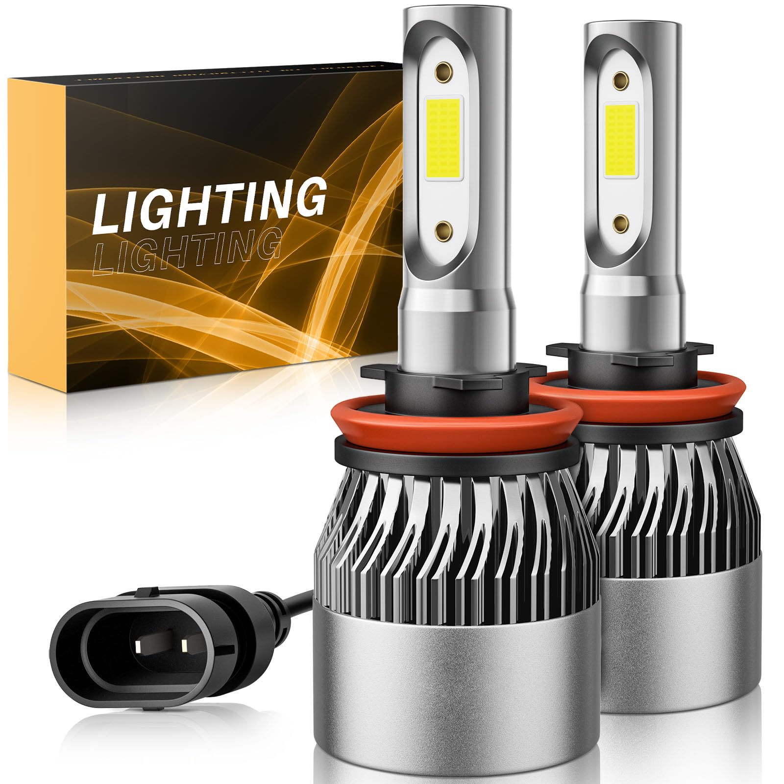 WISONDAP ???? ?????? ?????? LED Fog Light Bulb 6500K Cool White 60000LM 900% Brighter  1:1 Beam Plug and Play IP68 Waterproof Off-Road Lights  Pack of 2