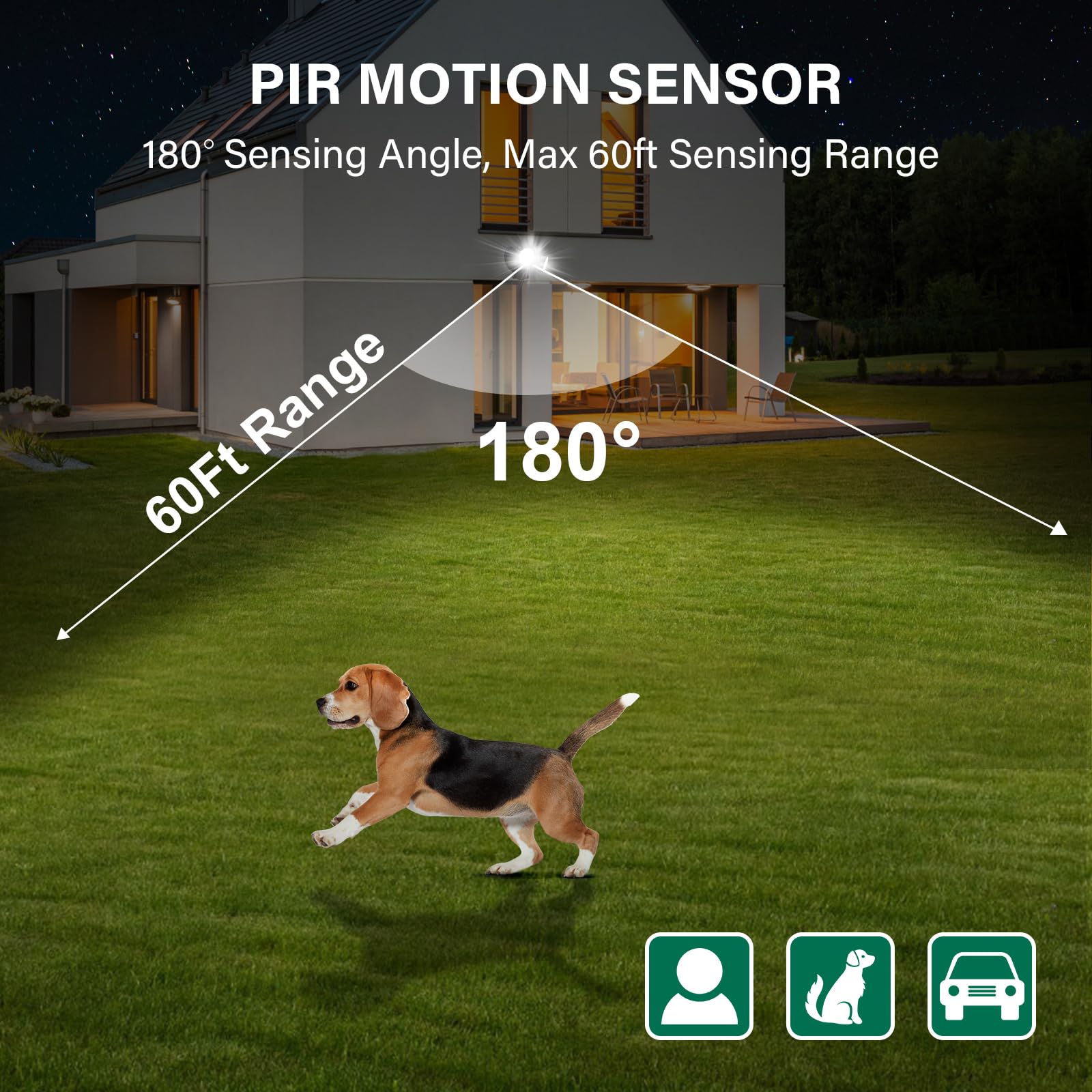 Treewell Motion Sensor, 180-Degree Replacement Motion Detector, Adjustable Time & Detection Sensitiity Up To 60 Feet Range, 3 Wo