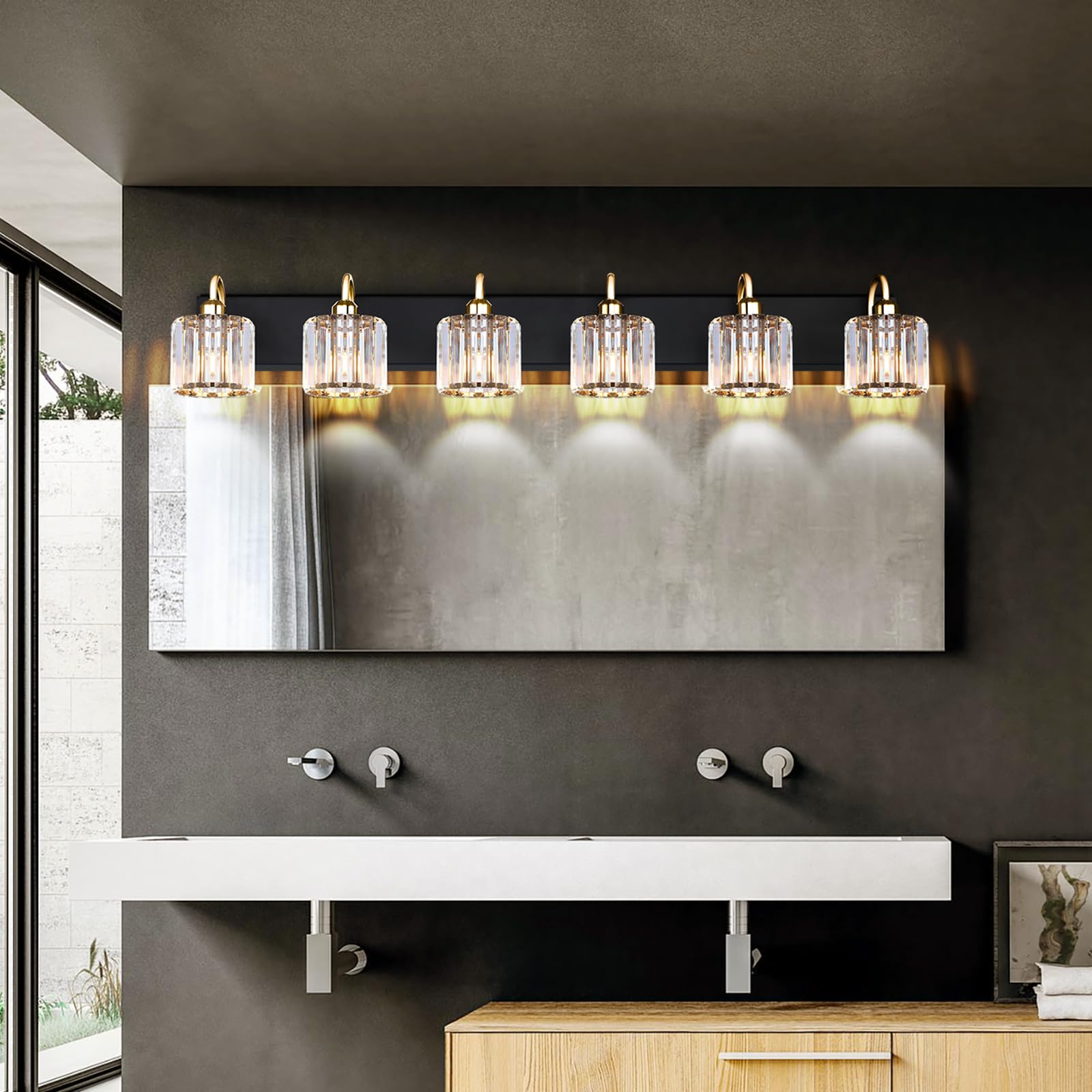 Bathroom Vanity Light,Gold Bathroom Light Fixtures,Vanity Lights For Bathroom,Bathroom Light Fixtures Over Mirror,Black 6 Light