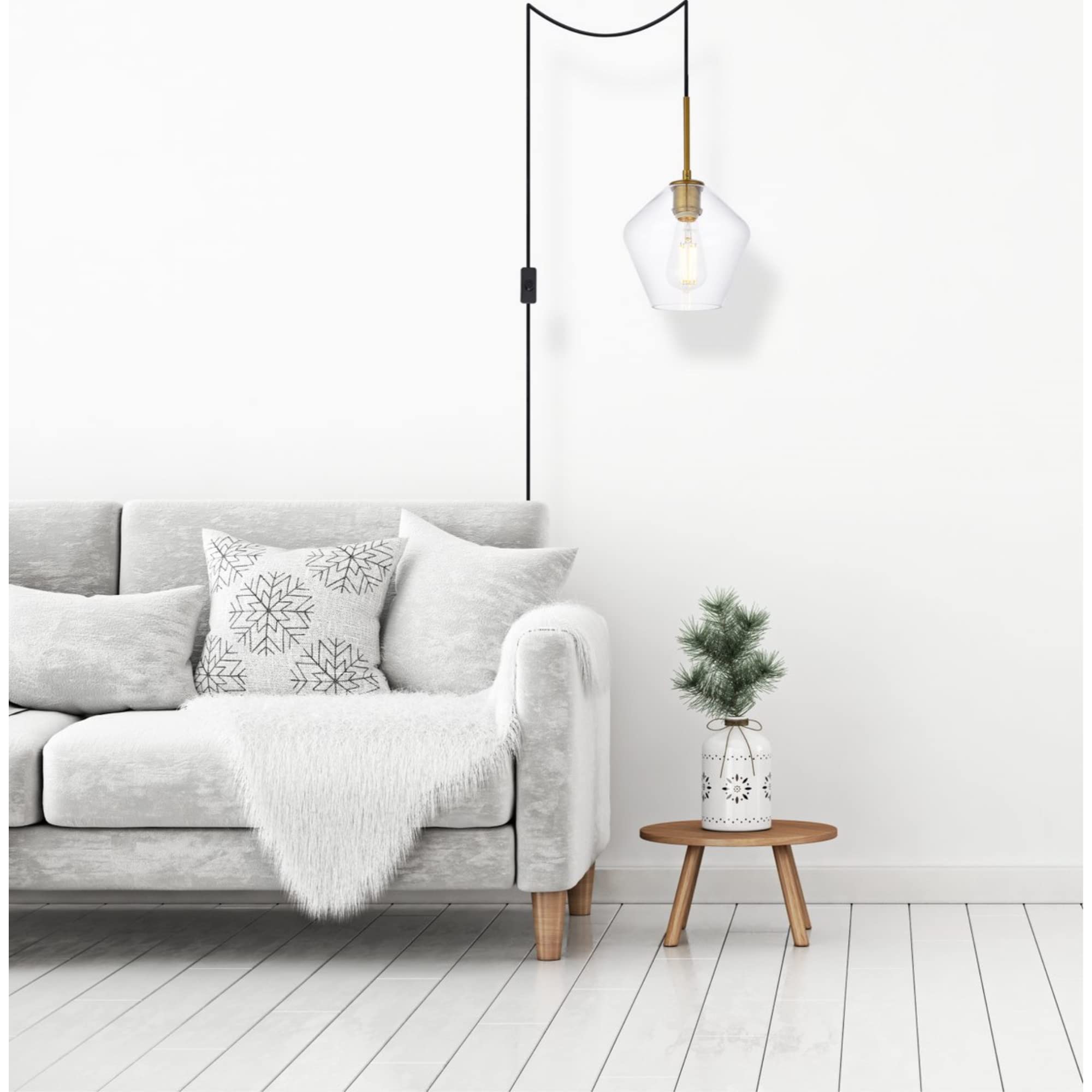 Living District Gene 1-Light Mid-Century Metal Pendant in Brass