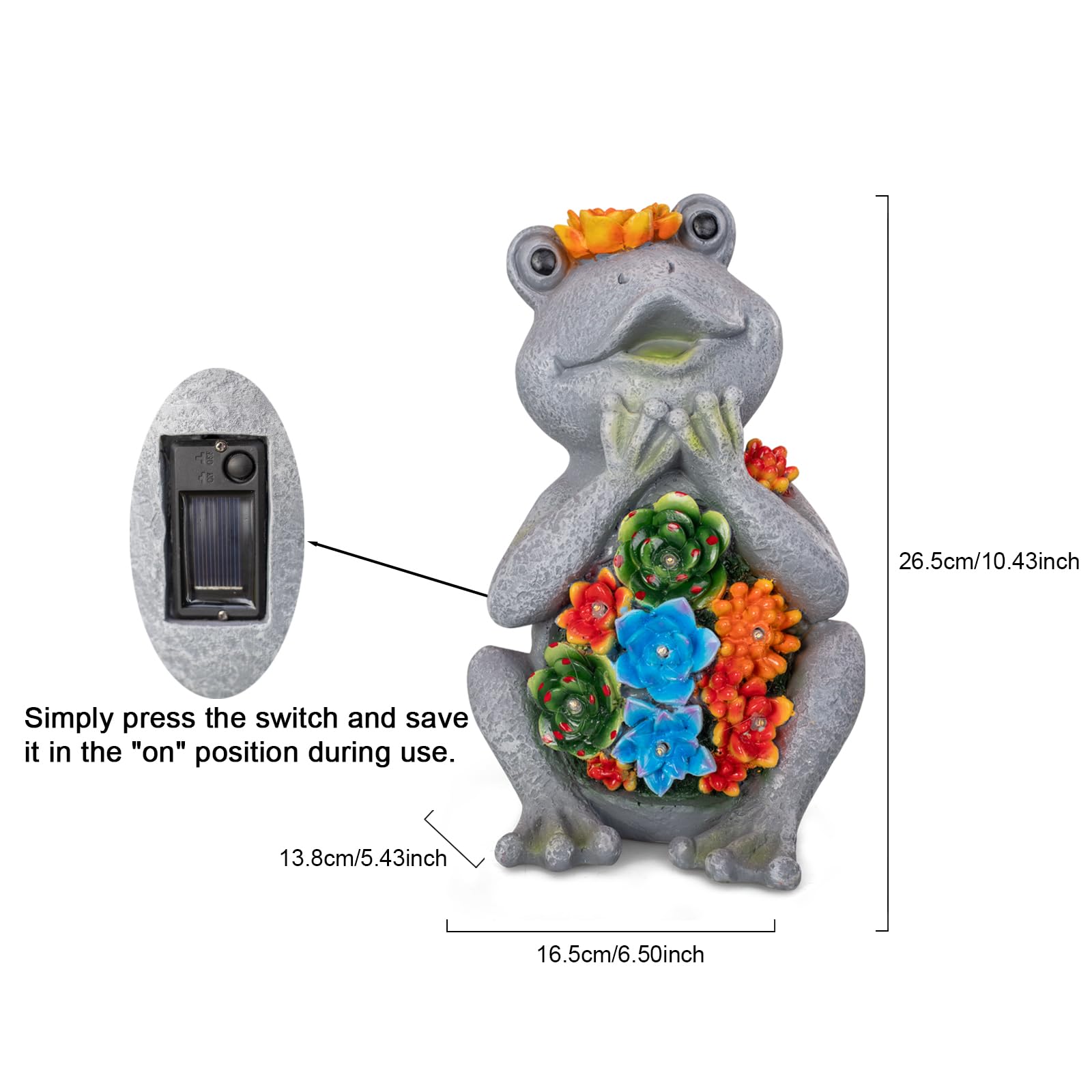 Frog Solar Figurine Light Statue Outdoor Gardening Gifts Decoration Garden Frogs Yard Decor Lamp With 8 Led Lights And Succulent Waterproof Patio Lawn Decor Housewarming Frog Gifts For Women