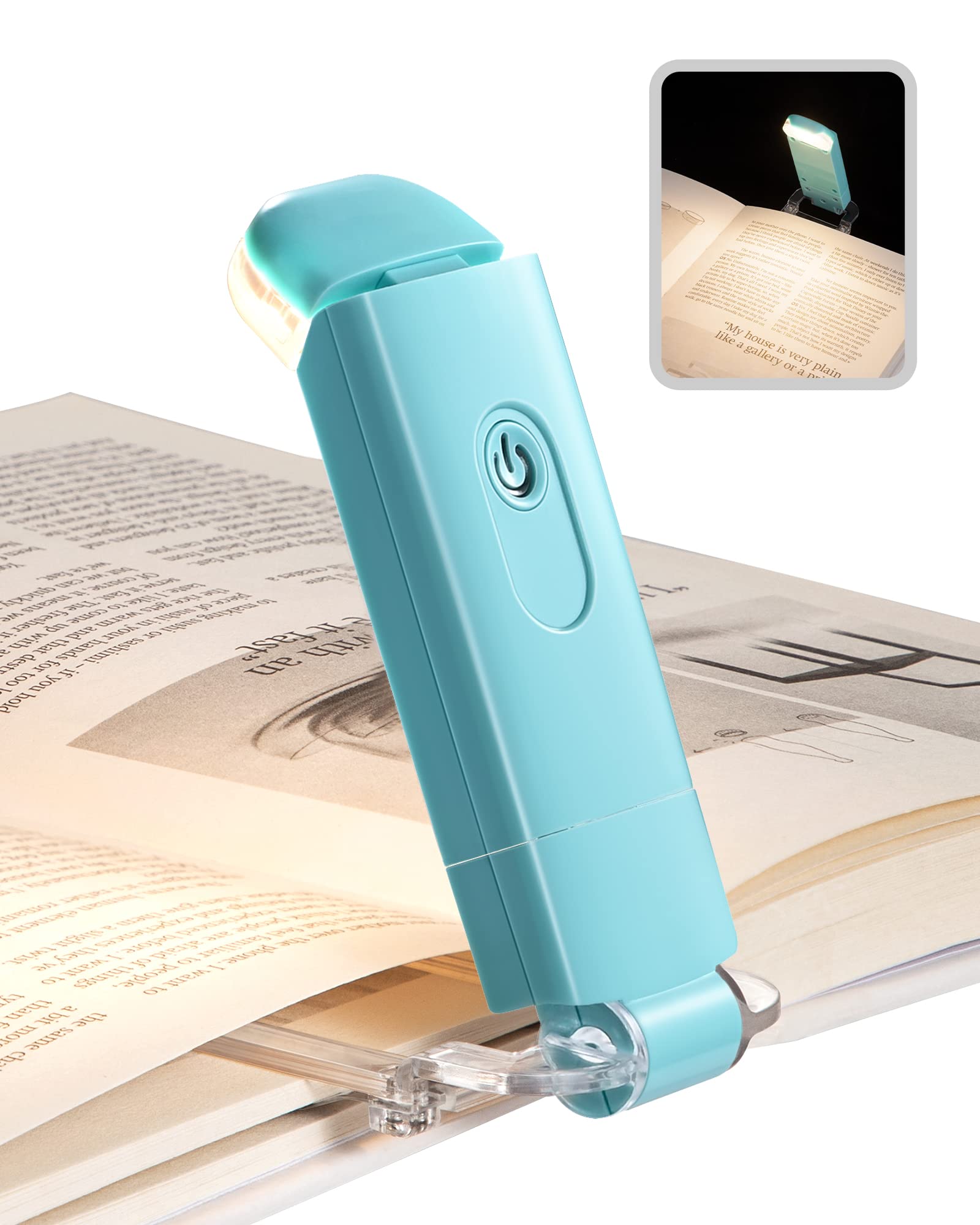DEWENWILS USB Rechargeable Book Light, LED Clip Light, Brightness Adjustable, Warm White, Blue, Model CHBRL01B