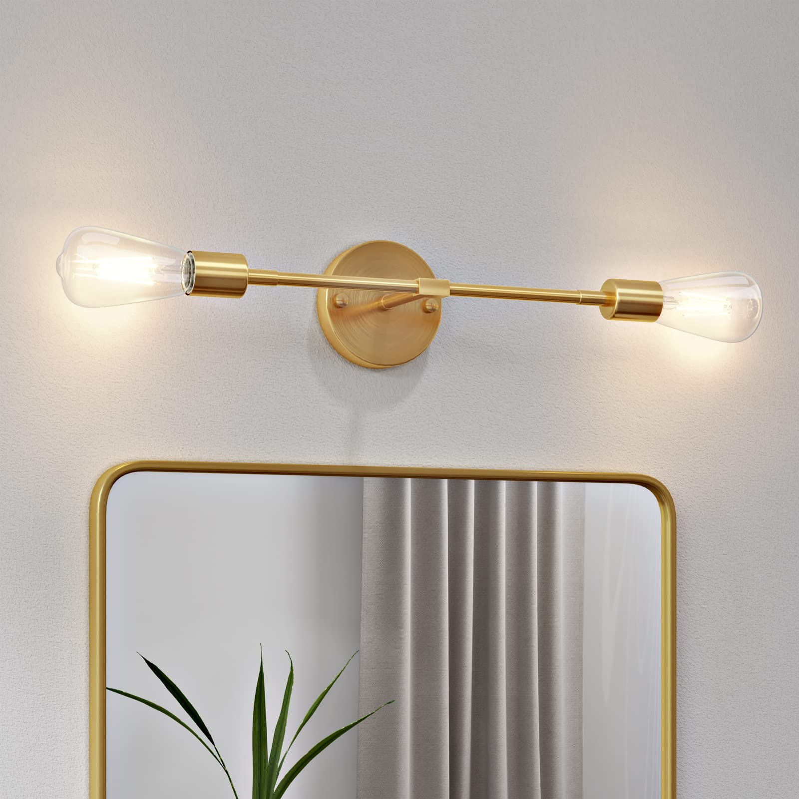 FadimiKoo 2-Light Gold Wall Sconces, Modern Brushed Brass Lighting Fixture, 1 Pack
