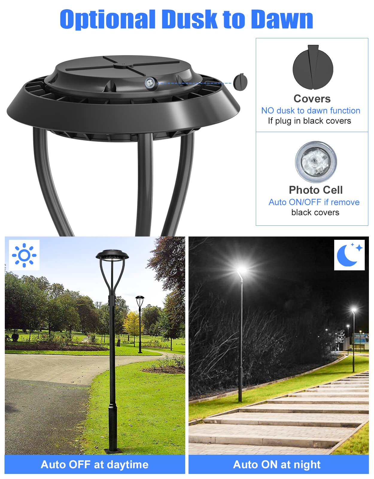 KUKUPPO 100W LED Post Top Light - 14000Lm, Adjustable CCT 3000K/4000K/5000K, IP65 Waterproof, Model NG-PT