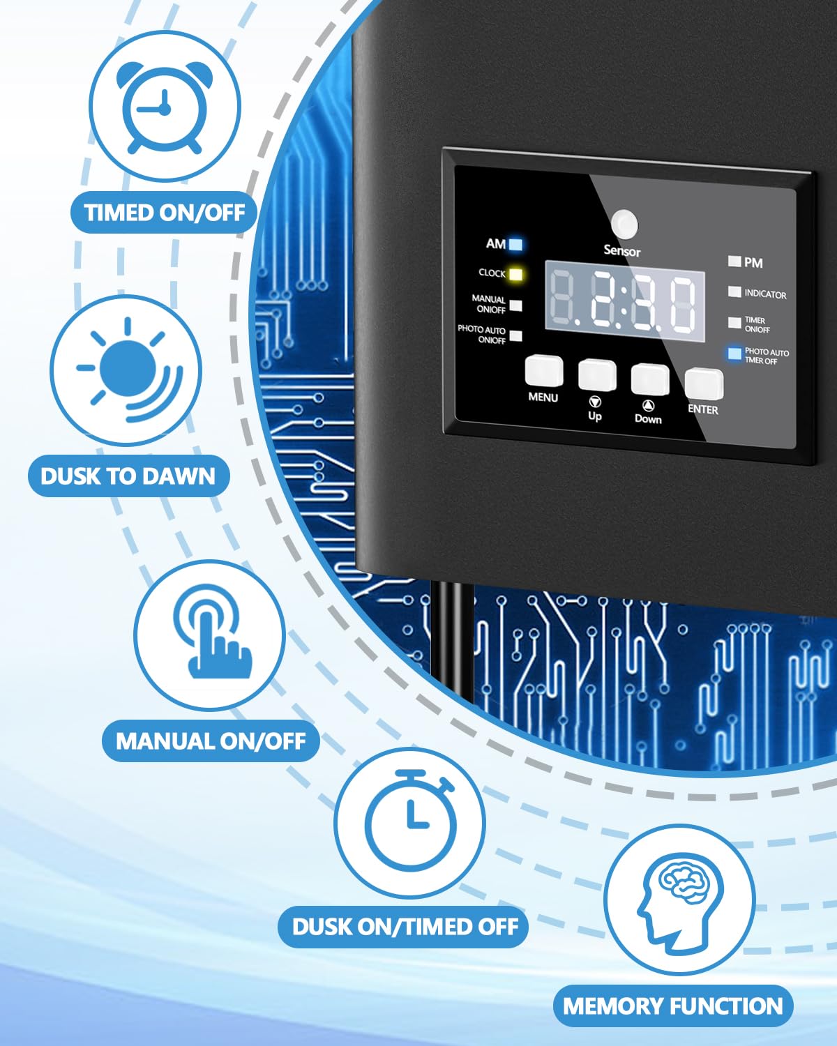 HIBOITEC 300W Low Voltage Landscape Transformer with Photocell Sensor, 12V/14V AC, Weatherproof, Black, Model DYKZH300