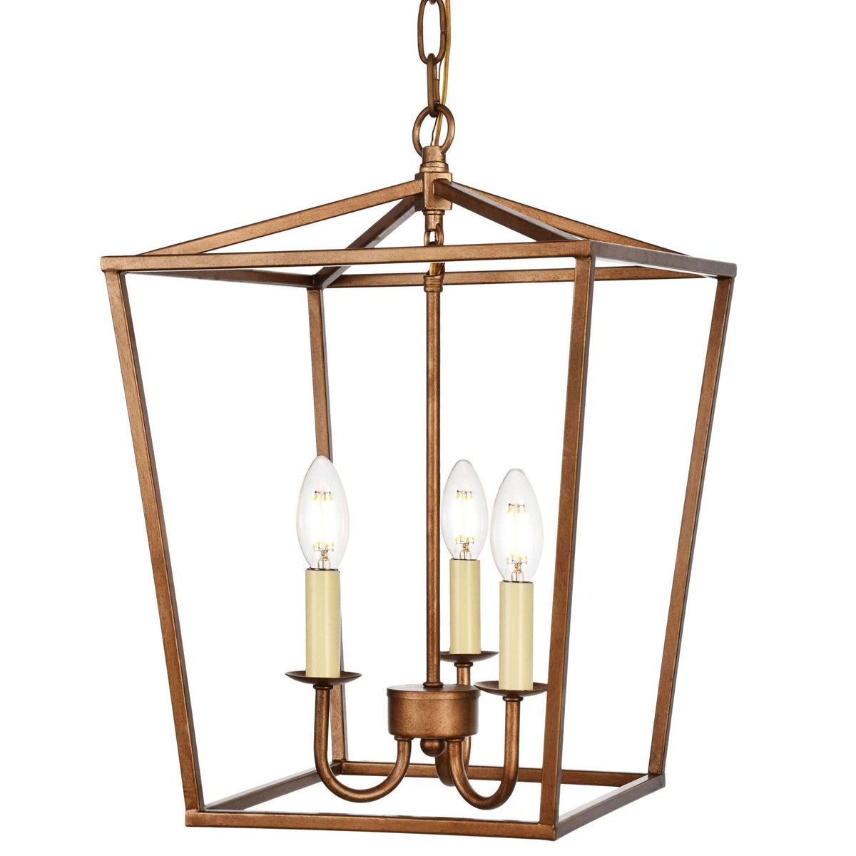 Elegant Lighting Maddox Collection 3 Light Pendant Lamp In Vintage Gold Finish - 12.5''D X 18.25''H