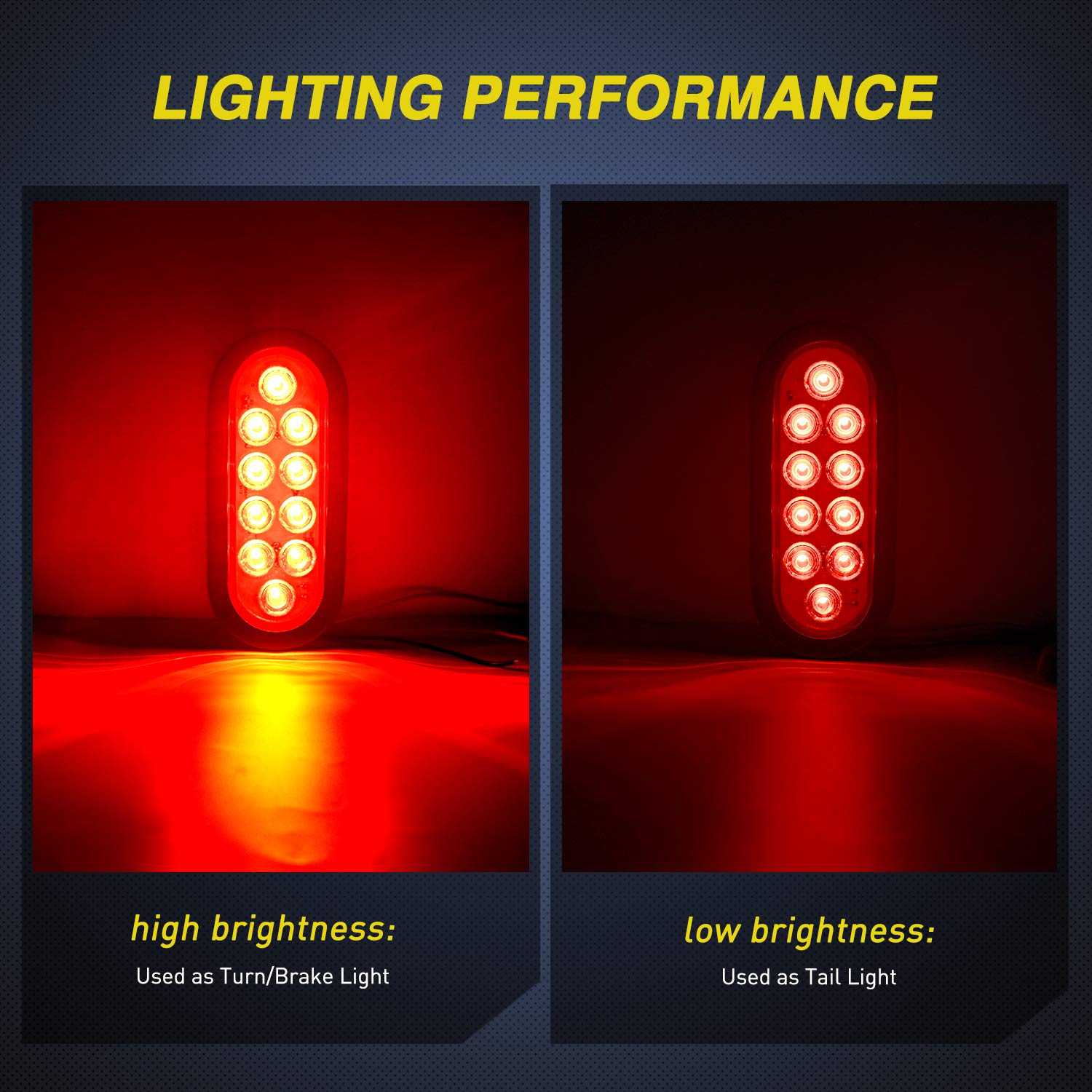 Nilight 4Pcs 6'' Oval Led Trailer Tail Lights 4Pcs 10 Led W/Flush Mount Grommets Plugs Reverse/Back Up Trailer Lights For Rv Tru