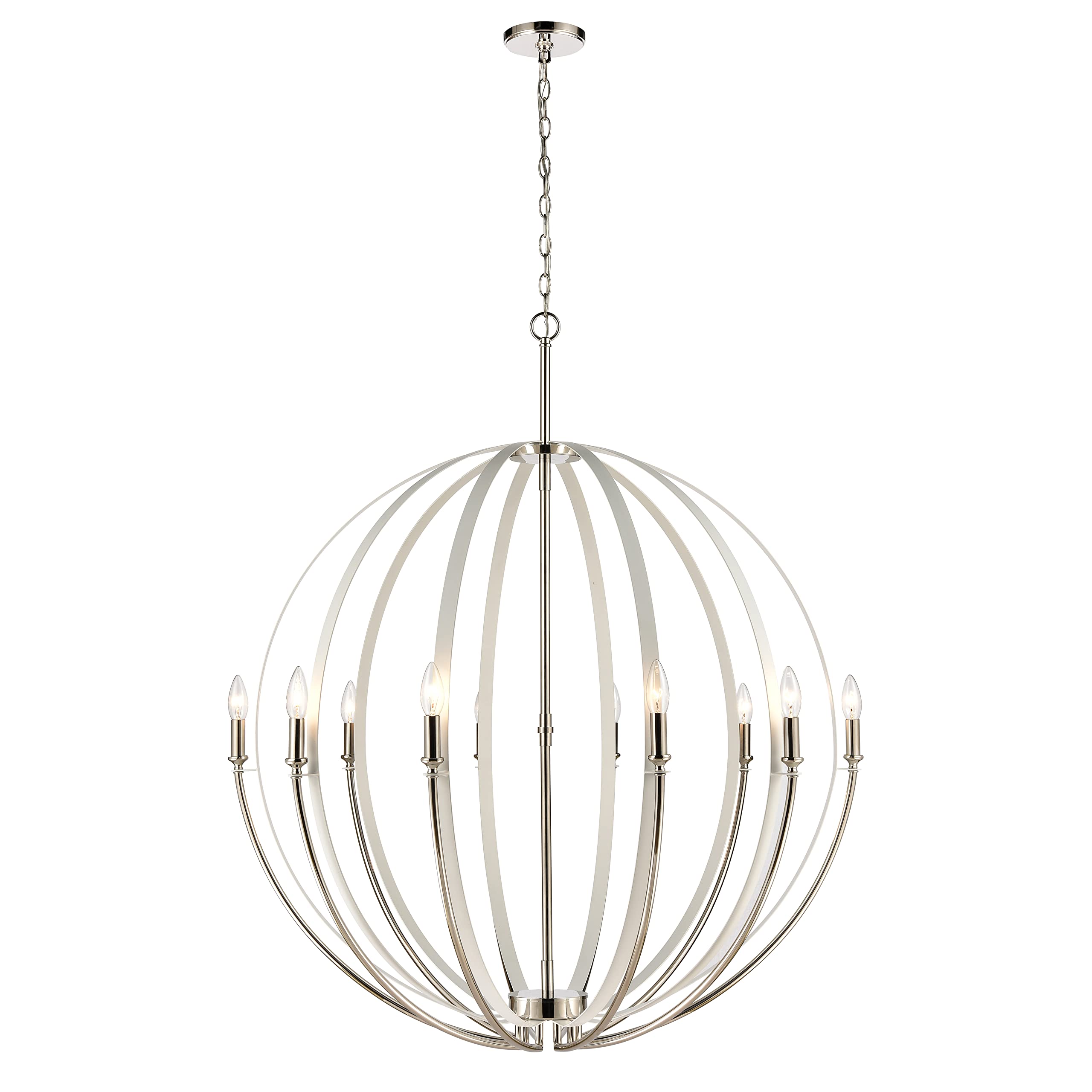 Elk Lighting Rotunde 38'' Wide 10-Light Matte White Chandelier - Modern Alloy Steel Design