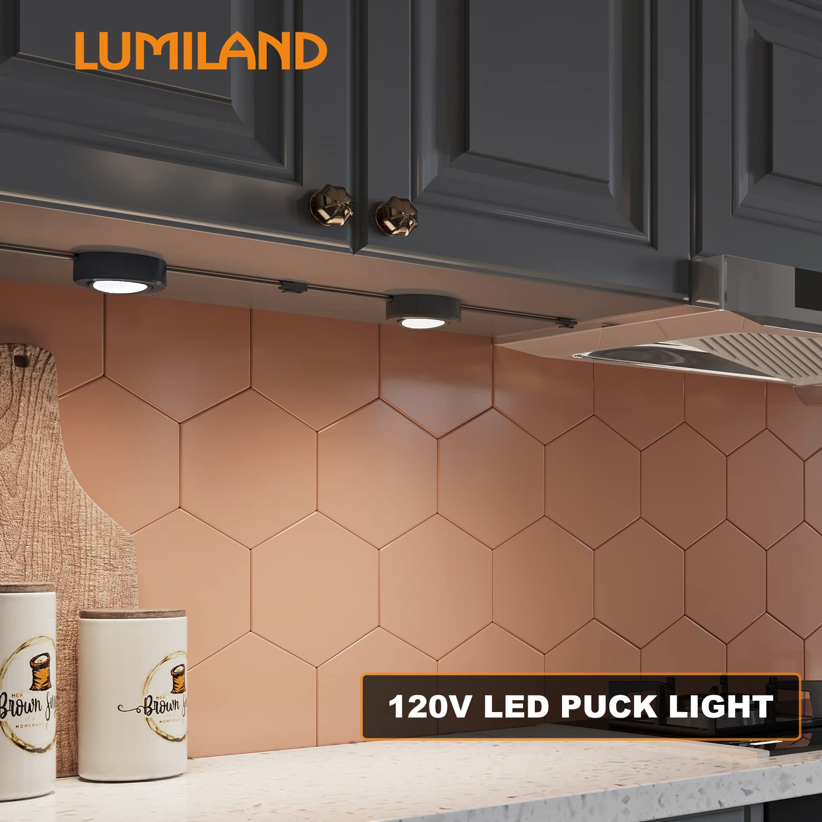 Lumiland Wired Led Puck Lights (2.7Wx5) Plug-In Lighting Warm White (3000K), Led Cabinet Light For Kitchen Can Be Surface Mount