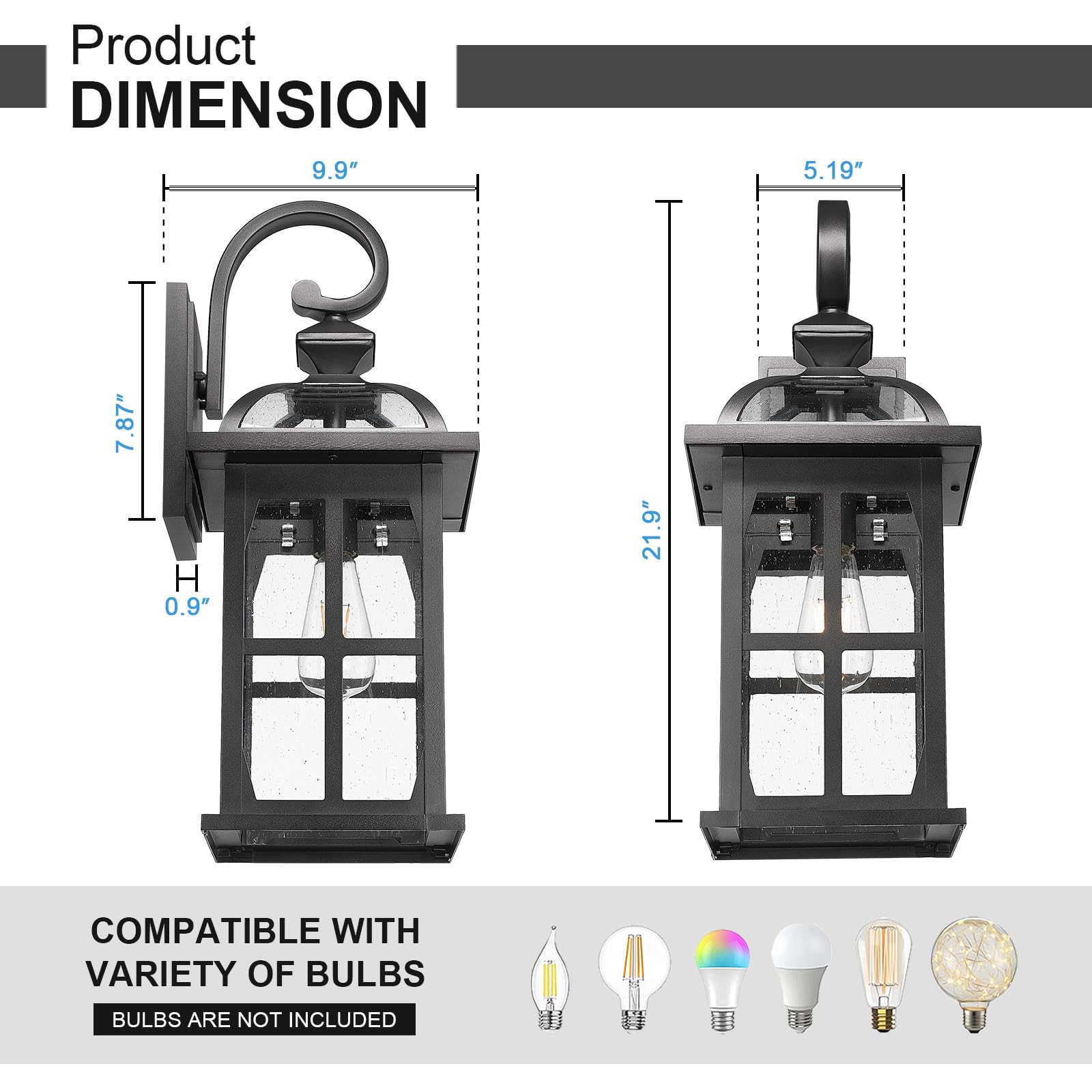 Darkaway 2Pcs Large Outdoor Wall Light  22Inch Exterior Light Fixture With Seeded Glass  Aluminum Outside Lights Sconces Exterior Lighting For House Porch Patio Doorway