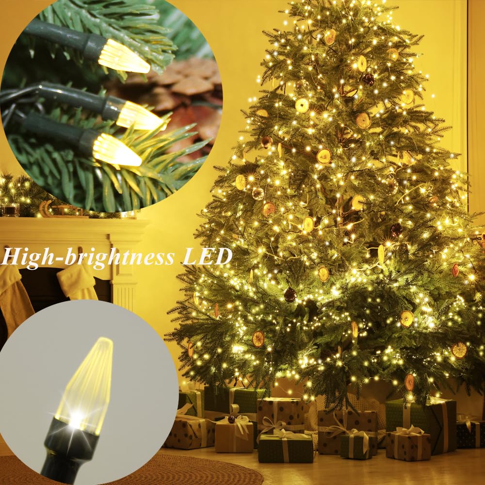 Solhice 200Ft Christmas Lights Outdoor With Remote, 600 Led Waterproof Christmas Tree String Lights Plug In, Twinkle Lights For