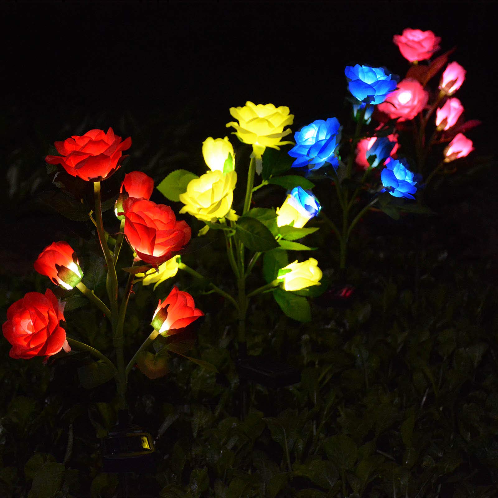Homeleo Solar Powered Artificial Rose Flower Lights, Yellow, Waterproof Garden Accent Lighting For Outdoor Decor, Model: B63Ae71B-131B-48Dd-883D-46361Aefb