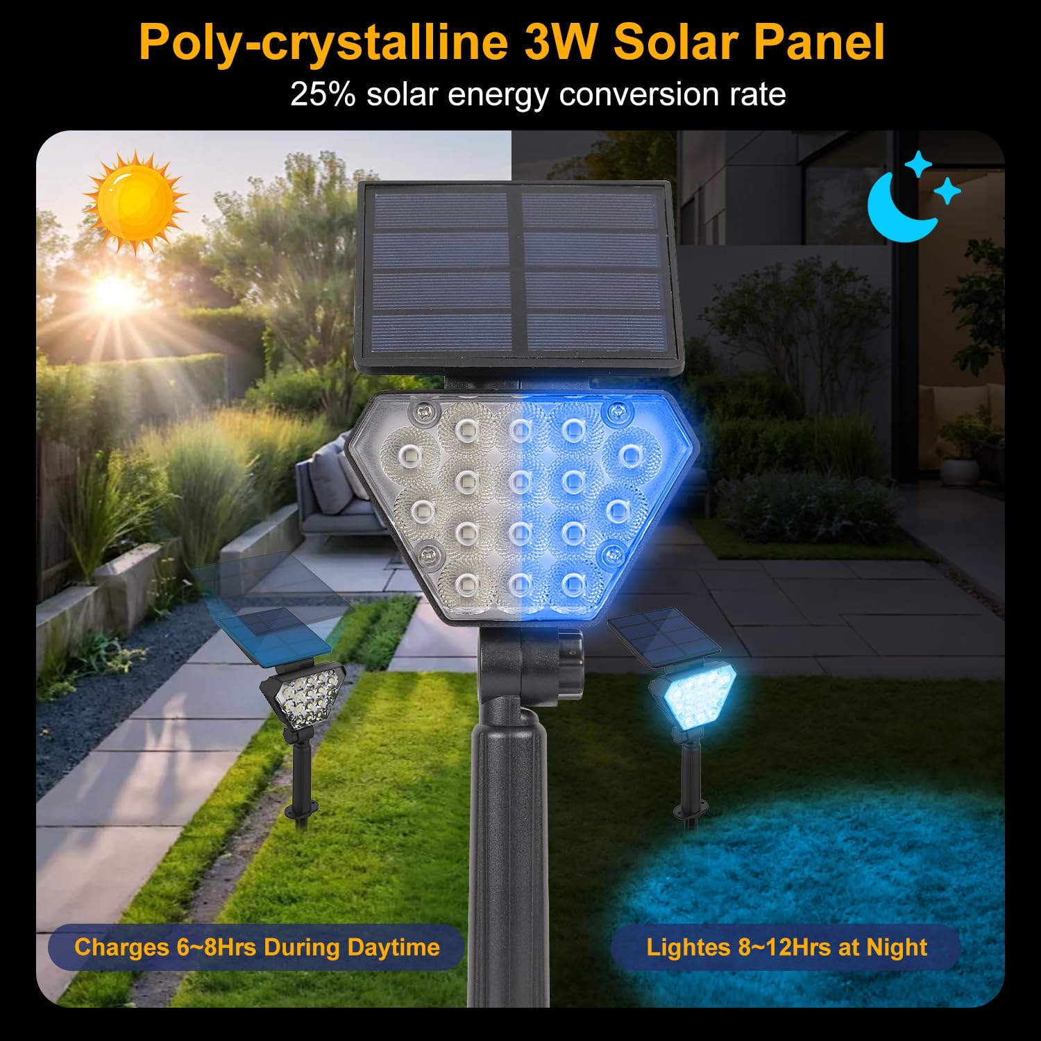 T-Sun Blue Spot Lights Outdoor, 6 Pack Solar Spotlights Blue Solar Lights Outdoor Waterproof Christmas Spotlights Landscape Ligh