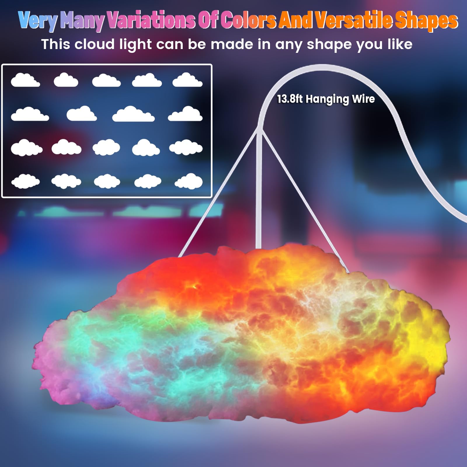 Tohunzo Cloud Led Lights For Bedroom, Multicolor Creative Night Lighting Kit Music Sync With App, Coolest Ceiling Decoration For
