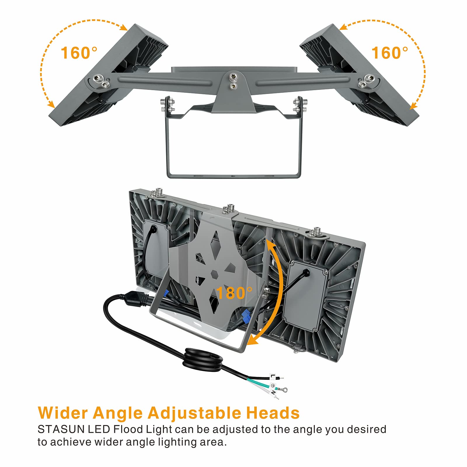 STASUN 300W LED Flood Light - 27000lm, 330° Angle, IP66 Waterproof, Daylight White - Model FL--112 for Outdoor Security & Area Lighting