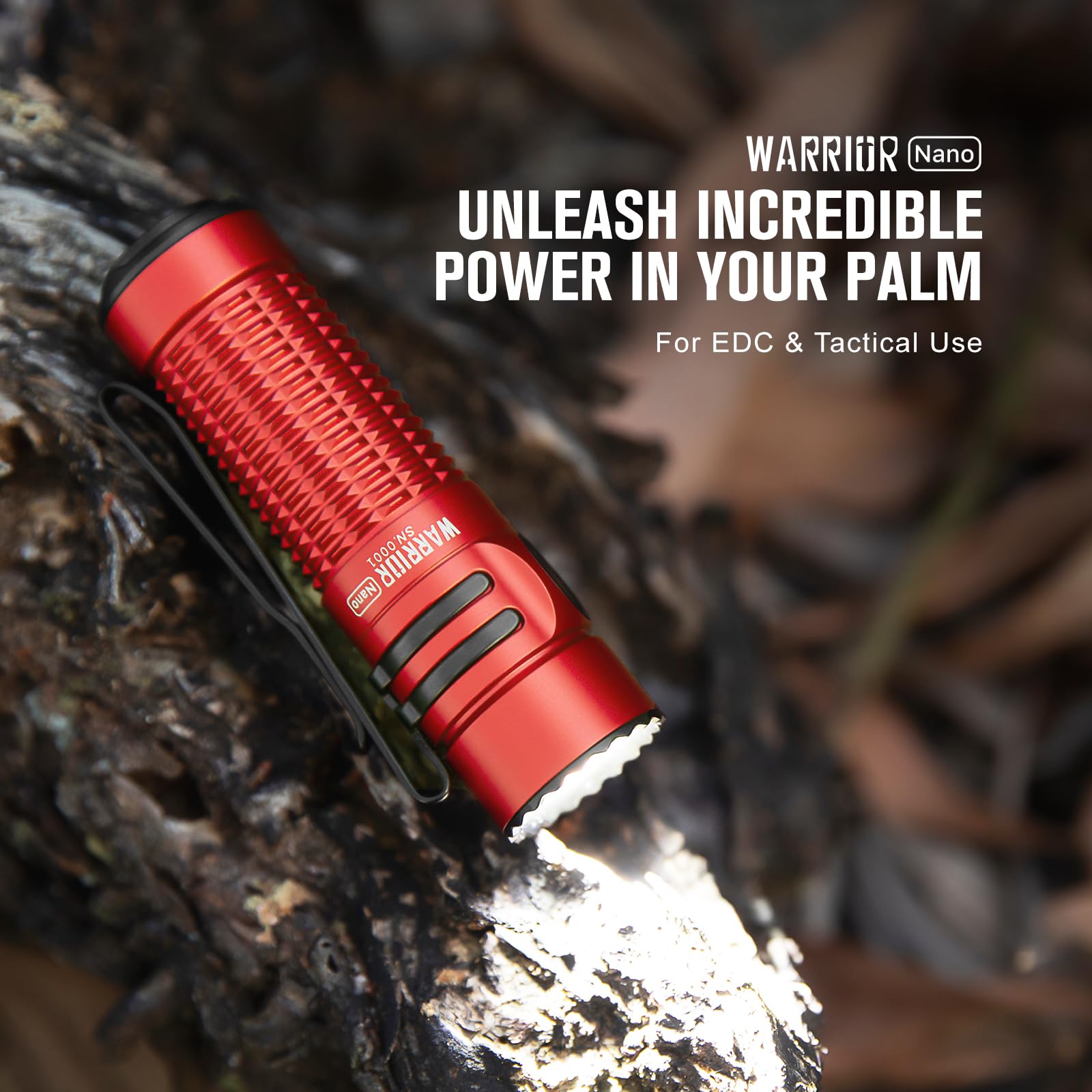 OLIGHT Warrior Nano Tactical Flashlight, 1200 Lumens, Rechargeable, Dual Switch, Red