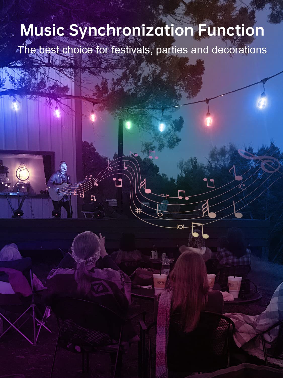 LSOOBZ 48FT LED Outdoor String Lights - Remote Control, Shatterproof, Waterproof, Multicolor, Dimmable for Patio & Wedding Decor
