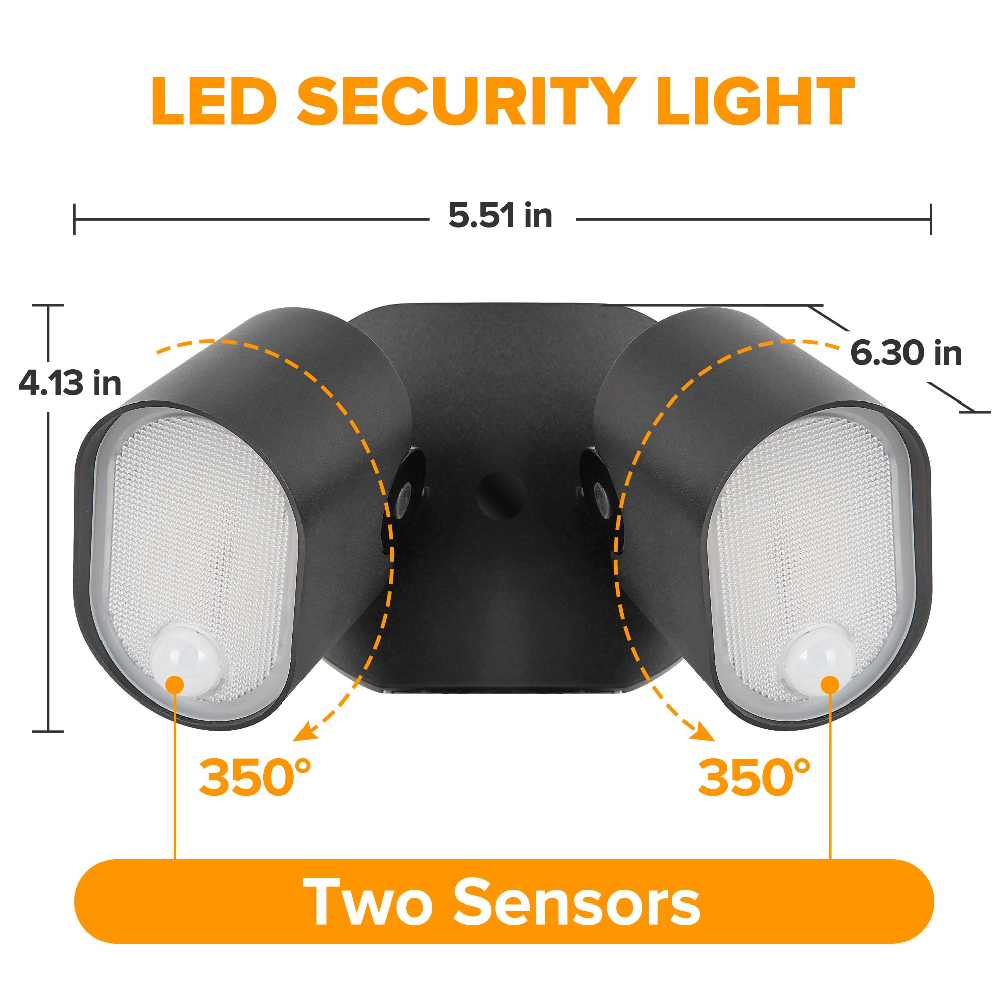LUTEC 35W LED Flood Lights, 4000LM, 5000K Motion Sensors, IP65 Waterproof, 2 Pack, Black