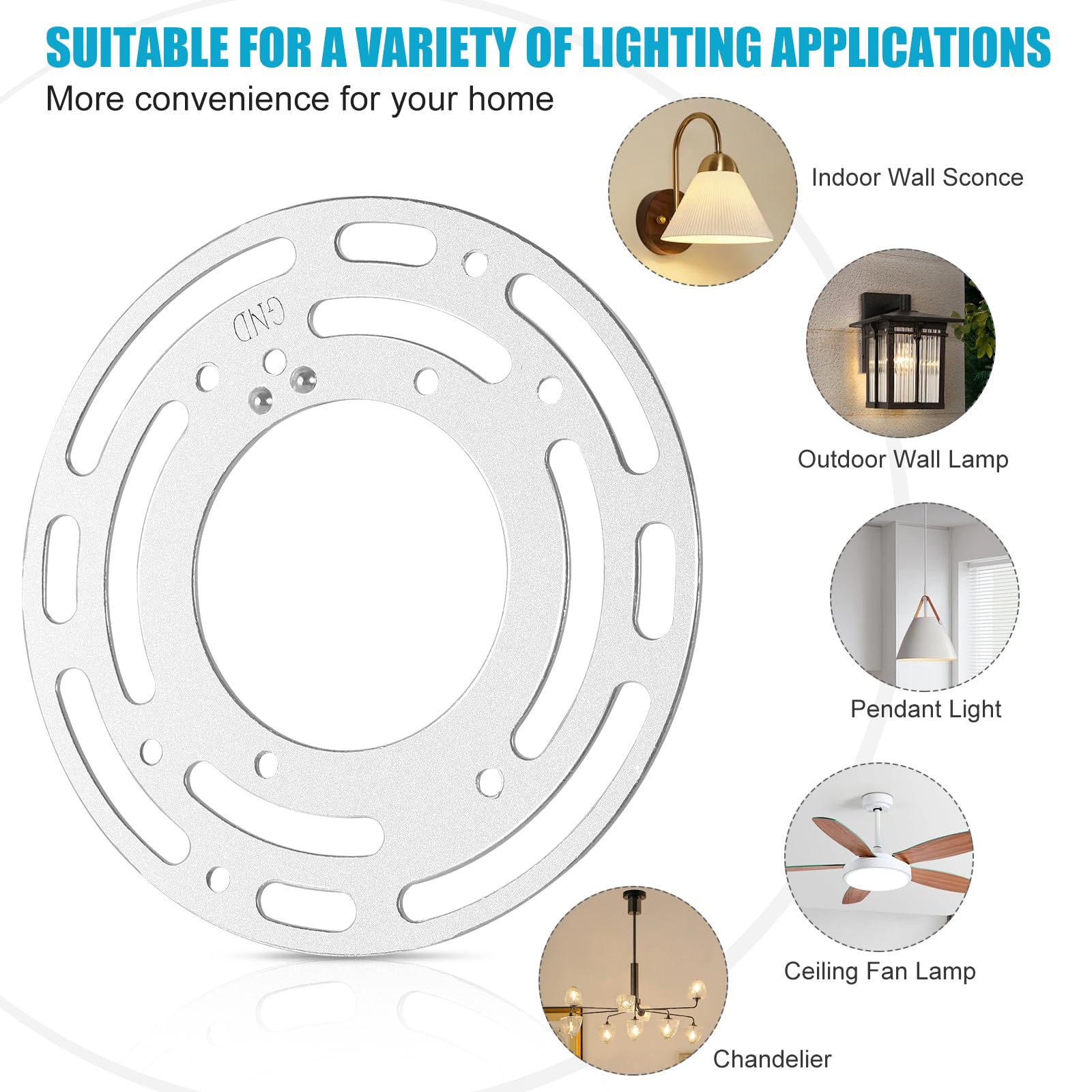 Tovmey 4 Pack Universal Light Fixture Mounting Bracket, 4 Inch Diameter Ceiling Light Mounting Bracket, Round Steel Light Crossb