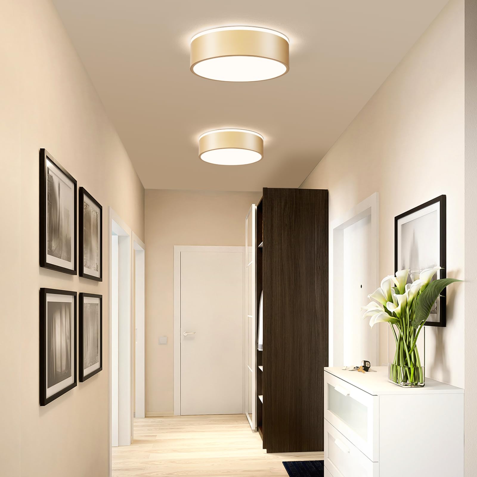 Vikaey Gold Led Ceiling Light, Modern Flush Mount Ceiling Light Fixture, Minimalist Round Metal Lighting Fixture Ceiling Lamp For Hallway, Entryway, Bedroom, Balcony, 11.81 Inch