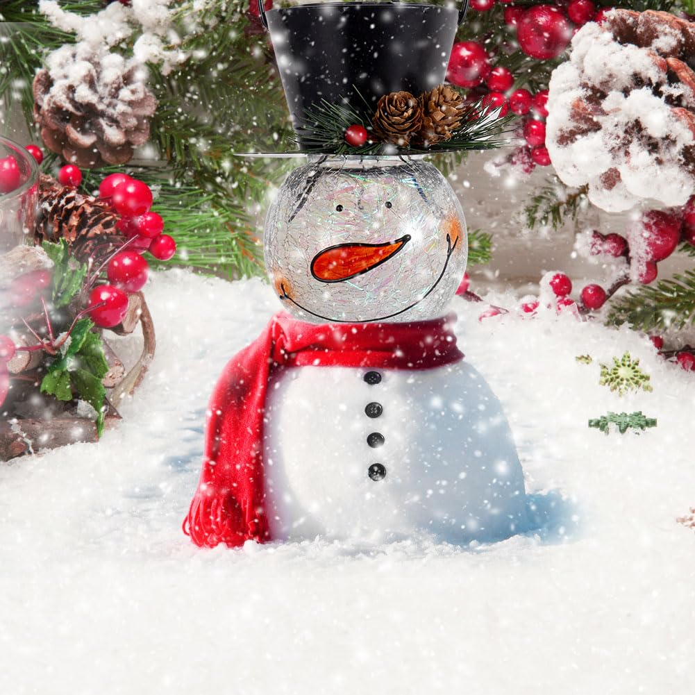 Starsoul Snowman Solar Lantern - Waterproof Decorative Glass Light for Garden, Patio, Yard, Xmas Holiday - Pinecone Model SY49062115