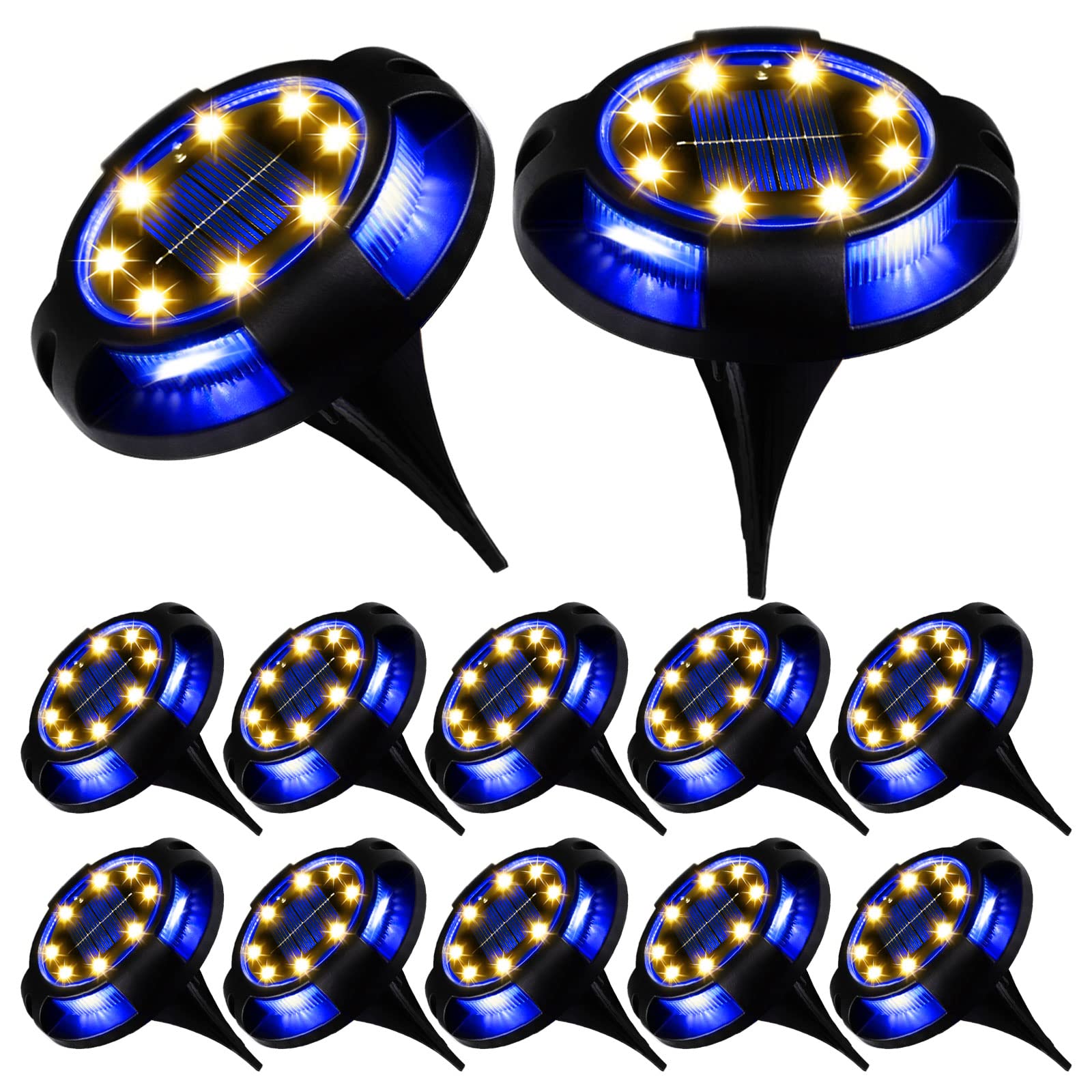 Solar Ground Disk Lights Outdoor Powered Waterproof InGround, Landscape Lighting Easter Decoration for Garden Lawn Patio Pathwa