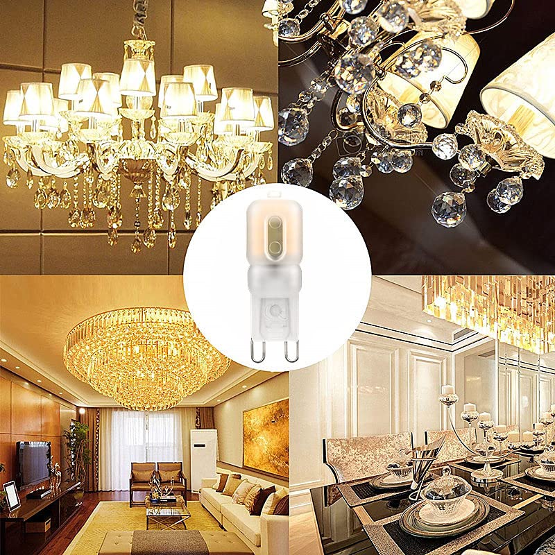 Sriomny G9 Led Bulb 2W Equivalent To 20W Halogen Lamp T4 G9 Warm White 3000K 120V G9 Base, Crystal Chandelier, 360Omni-Direction