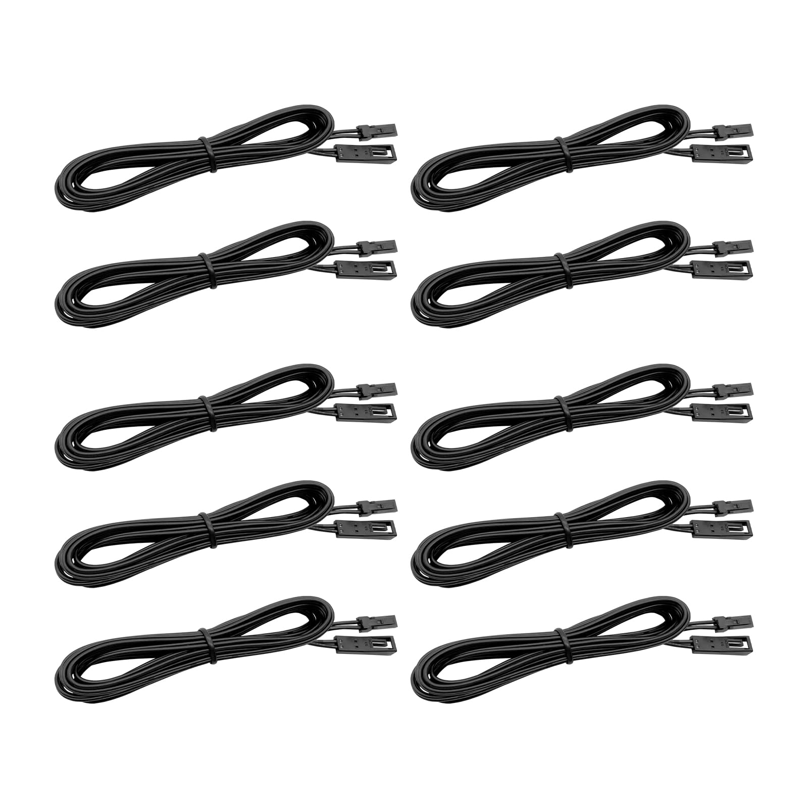 HAMRVL 10-Pack Flexible Extendable Cables for Under Cabinet Lighting kit - 2M/6.6Ft 2-Pin Extension Cord for Linkable Wood Wall Panel Lights Puck Light Under Cabinet Band Light (Black)