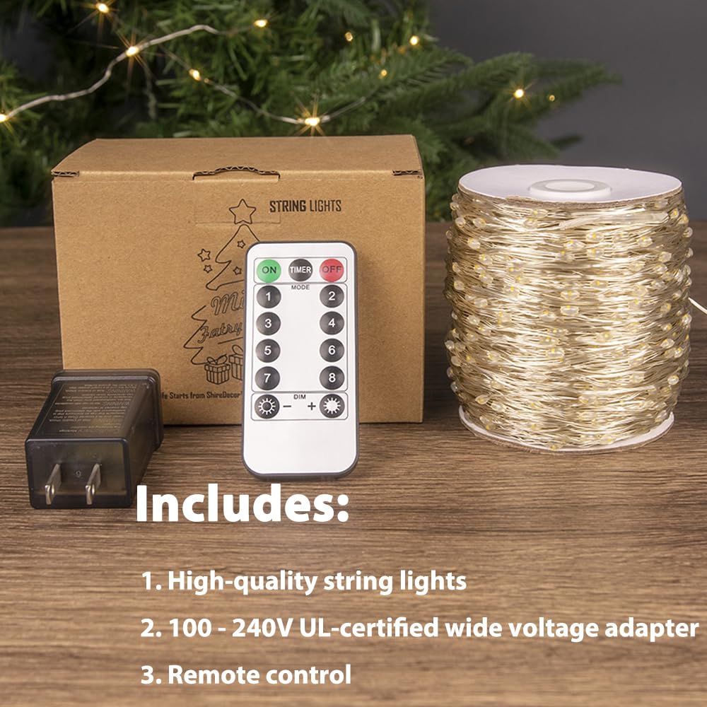 Pcores Fairy Lights 164Ft Warm White 500 Leds, Waterproof, Remote Controlled, Indoor/Outdoor Use, Model Ds-Sl-600-Ctr