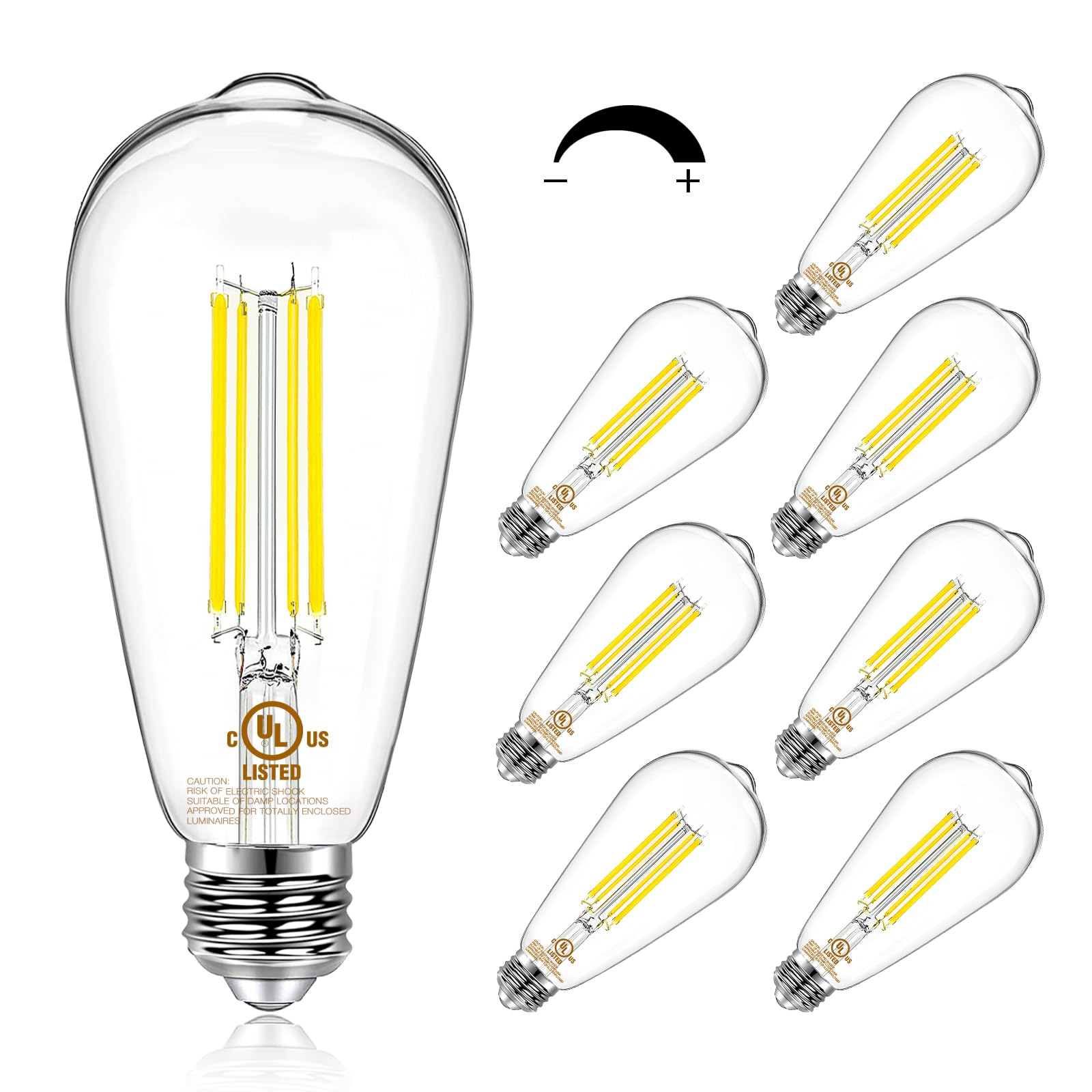 DAYGameTER 8 Pack Vintage LED Edison BulbsE26 Led Bulb 60W EquivalentDimmable Led Light BulbsHigh Brightness 800 LM Daylight 5000KST58 Antique LED Filament BulbsClear Glass Style for Home ADSND8US1