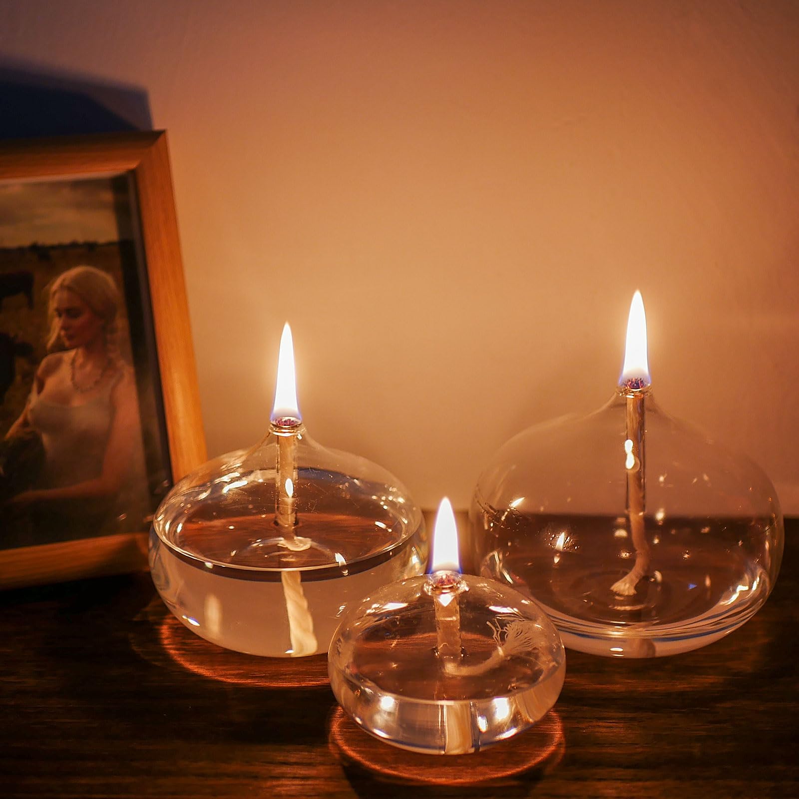 Gxfccyxt Oil Candles For Indoor Use -Set Of 3 Refillable Liquid Petite Oil Lamp - Sturdy Borosillicate Glass Oil Candle