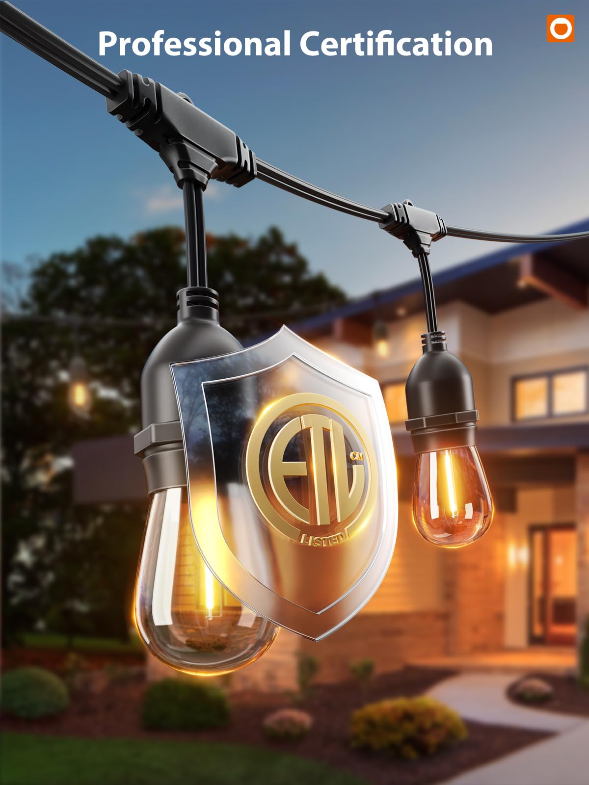 Addlon 96Ft(48Ft*2) Led Outdoor String Lights With Edison Shatterproof Bulbs Commercial Grade Patio Cafe Light, Etl Listed Weath