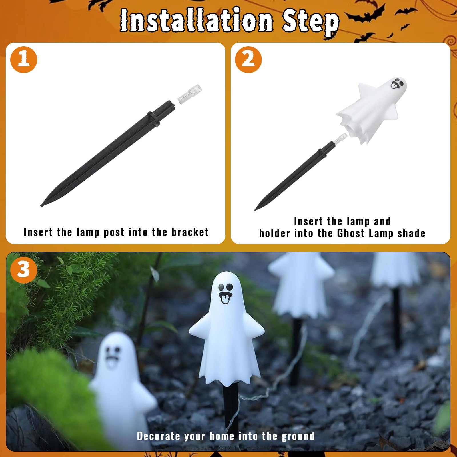 8 Pack Outdoor Halloween Decorations  Solar Ghost Stake Lights With 8 Lighting Modes  Waterproof Ghost Halloween Decor Pathway Lights For Garden Yard Patio Porch