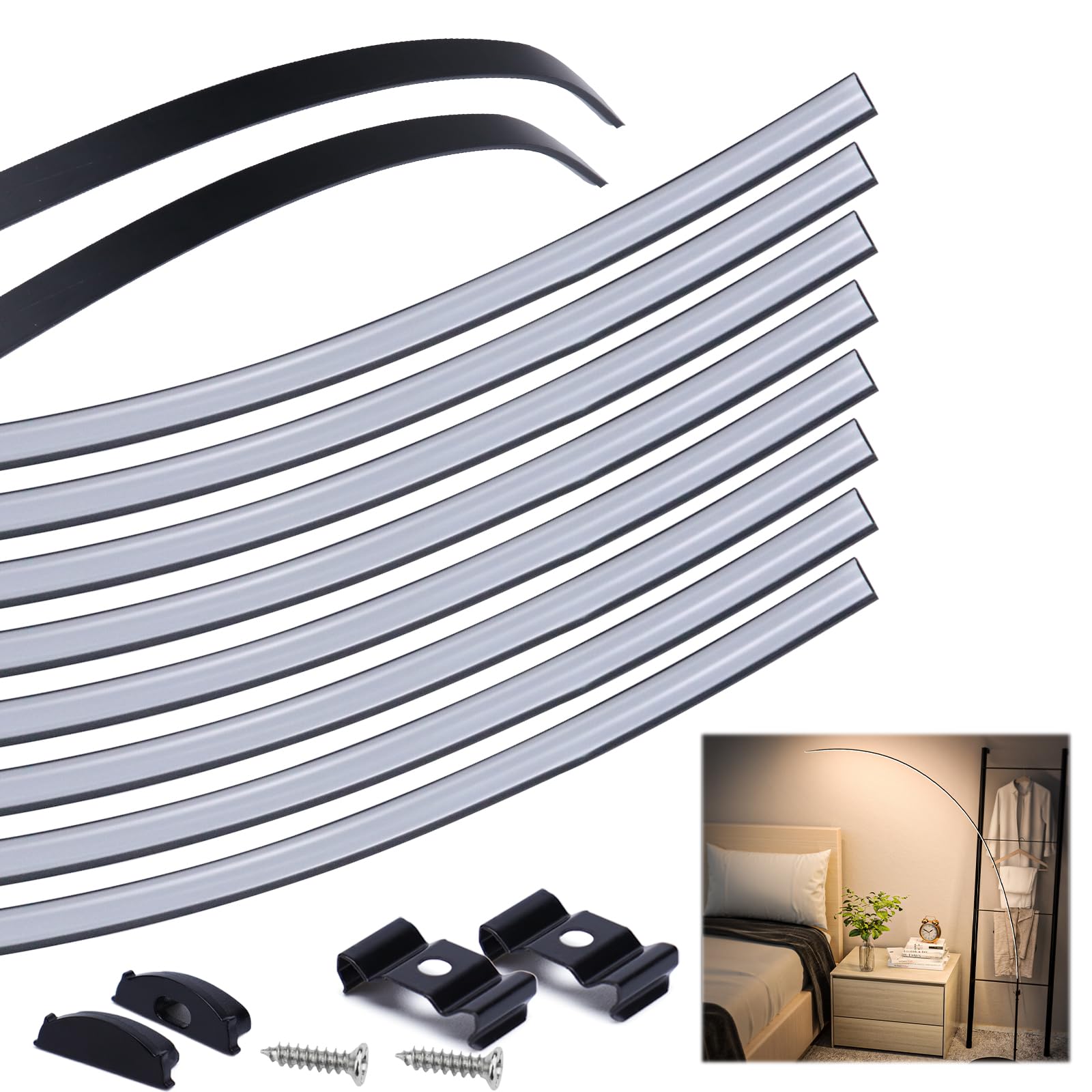 Muzata 10Pack 3.3Ft Black Led Channel With Milky White Cover For Strip Light - Bendable Aluminum