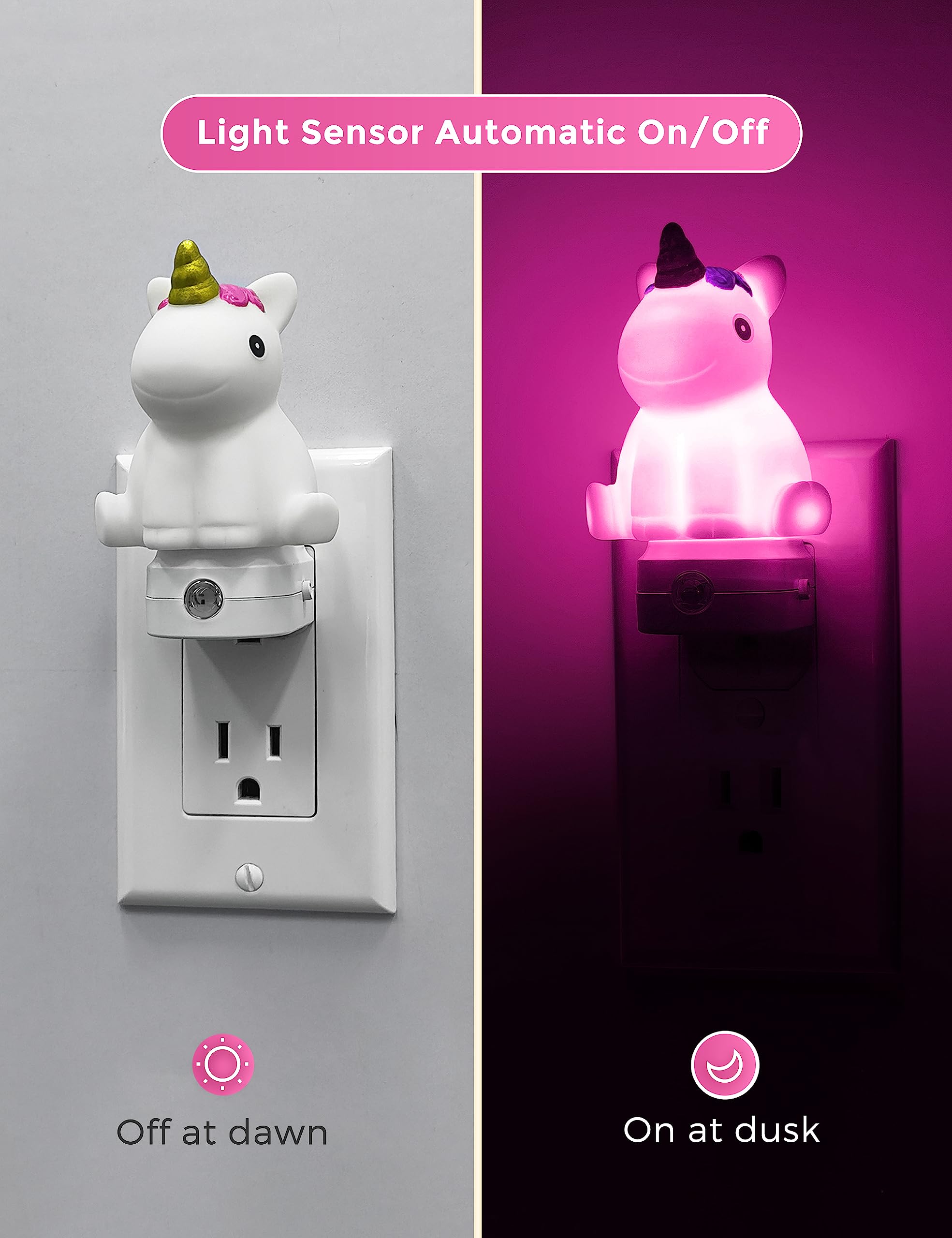 L Lohas Led Plug-In Night Light For Kids  Cute Color Changing Led Night Light With Dusk To Dawn Sensor  Christmas  Birthday Gift Nightlight For Girls & Kids  Room Decor