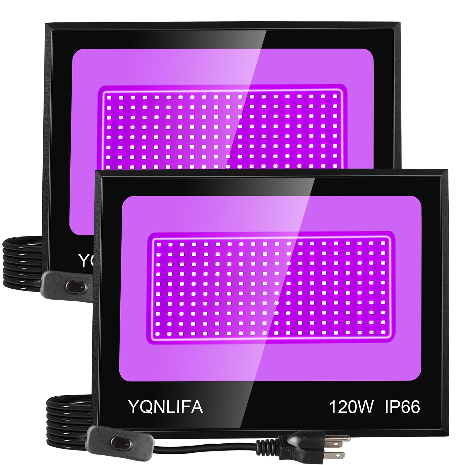 120W LED Black Lights, Blacklight Flood Light for Halloween Decorations, IP66 Waterproof Black Lights for Black Light Party, Sta