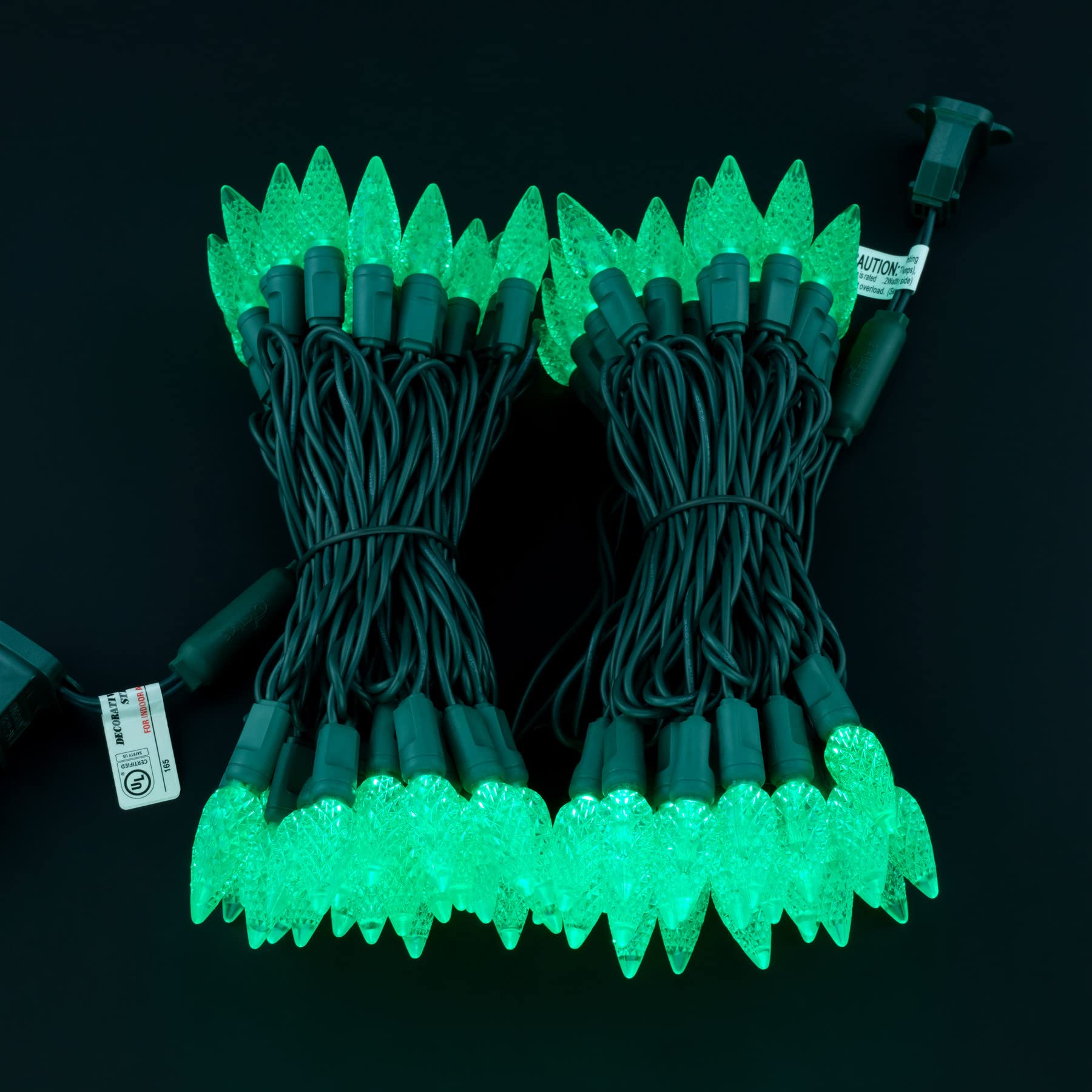 Yuletime Green C6 Strawberry Led Christmas Lights, 33 Ft 100 Count 4'' Spacing One-Piece High Waterproof Ul Certified String Lig