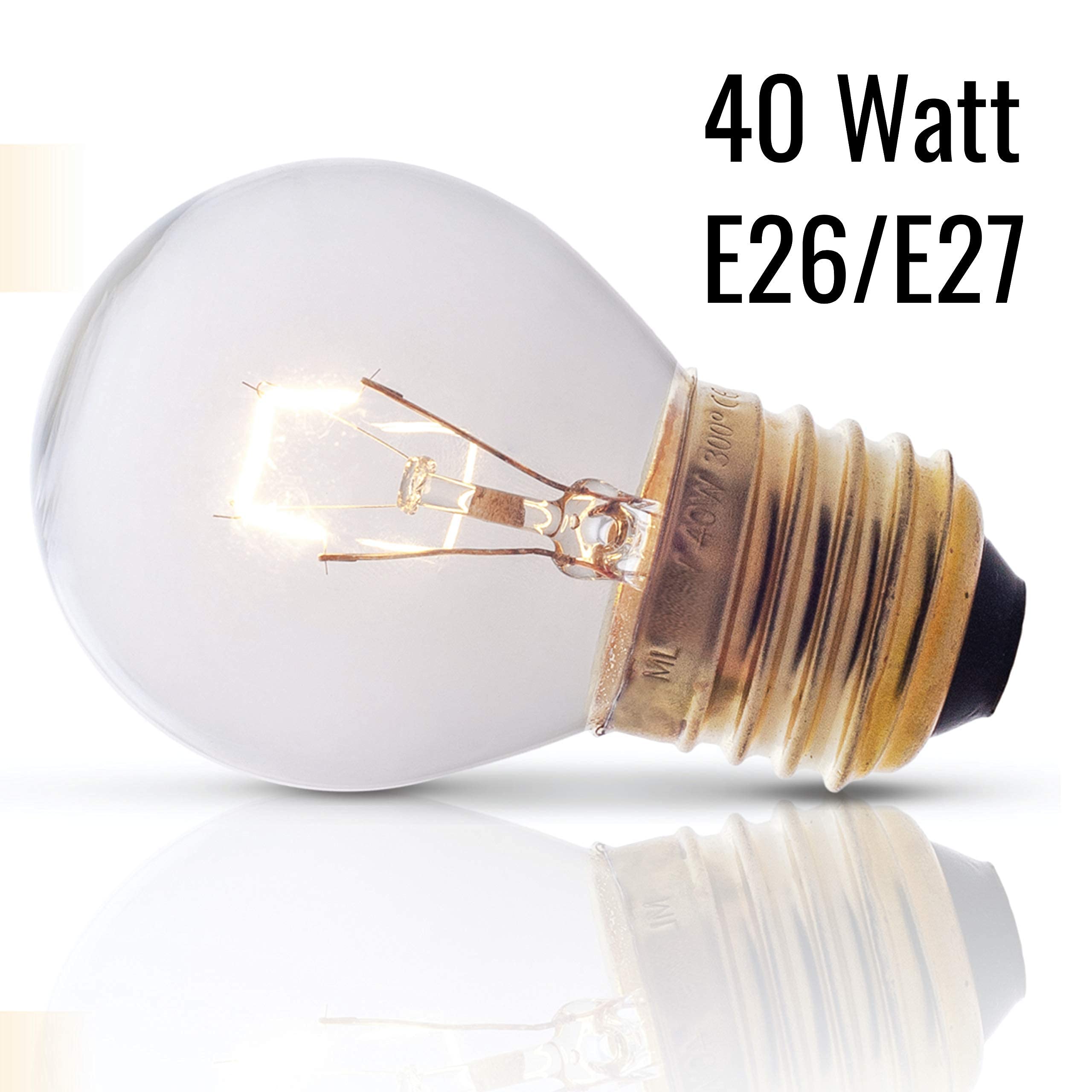 Soulight Oven Light Bulbs – 40W Incandescent, Warm White, G45 E26/E27, 400 Lumens, 2 Pack