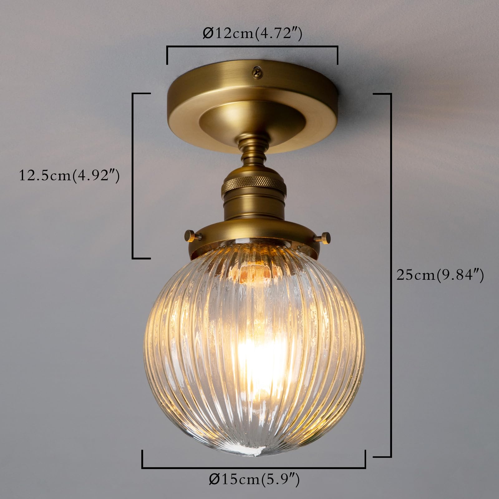 Permo 1- Light Glass Flush Mount Ceiling Light With Ribbed Globe Lampshade Ribbed Glass Flush Mount Ceiling Light For Hallway, B