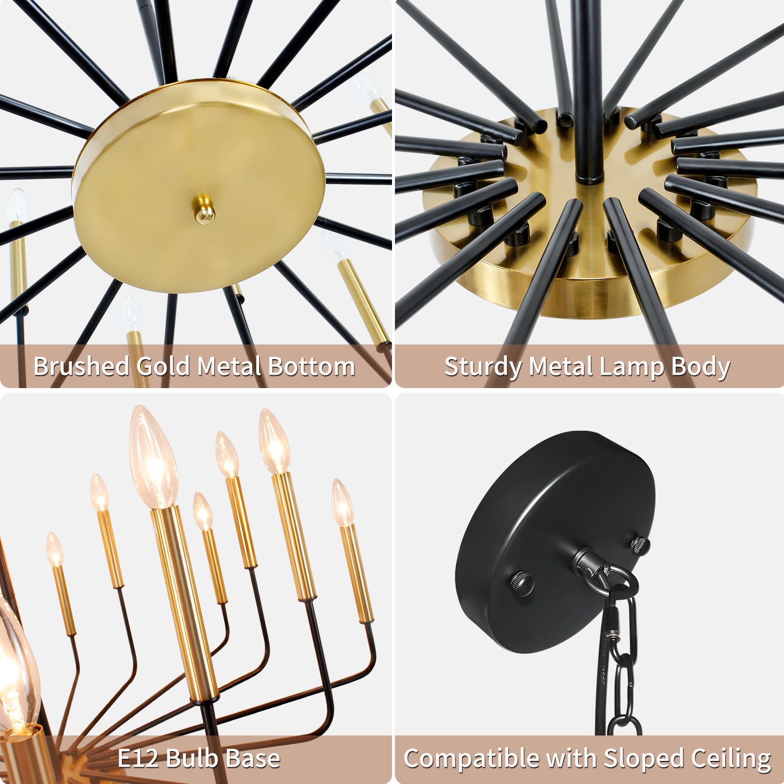 Rviezza Black And Gold Chandelier, 16-Light Farmhouse Chandelier For Dining Room Lighting Fixtures Hanging, Industrial Modern Chandeliers For Dining Room Living Room Foyer Entry Staircase Kitchen